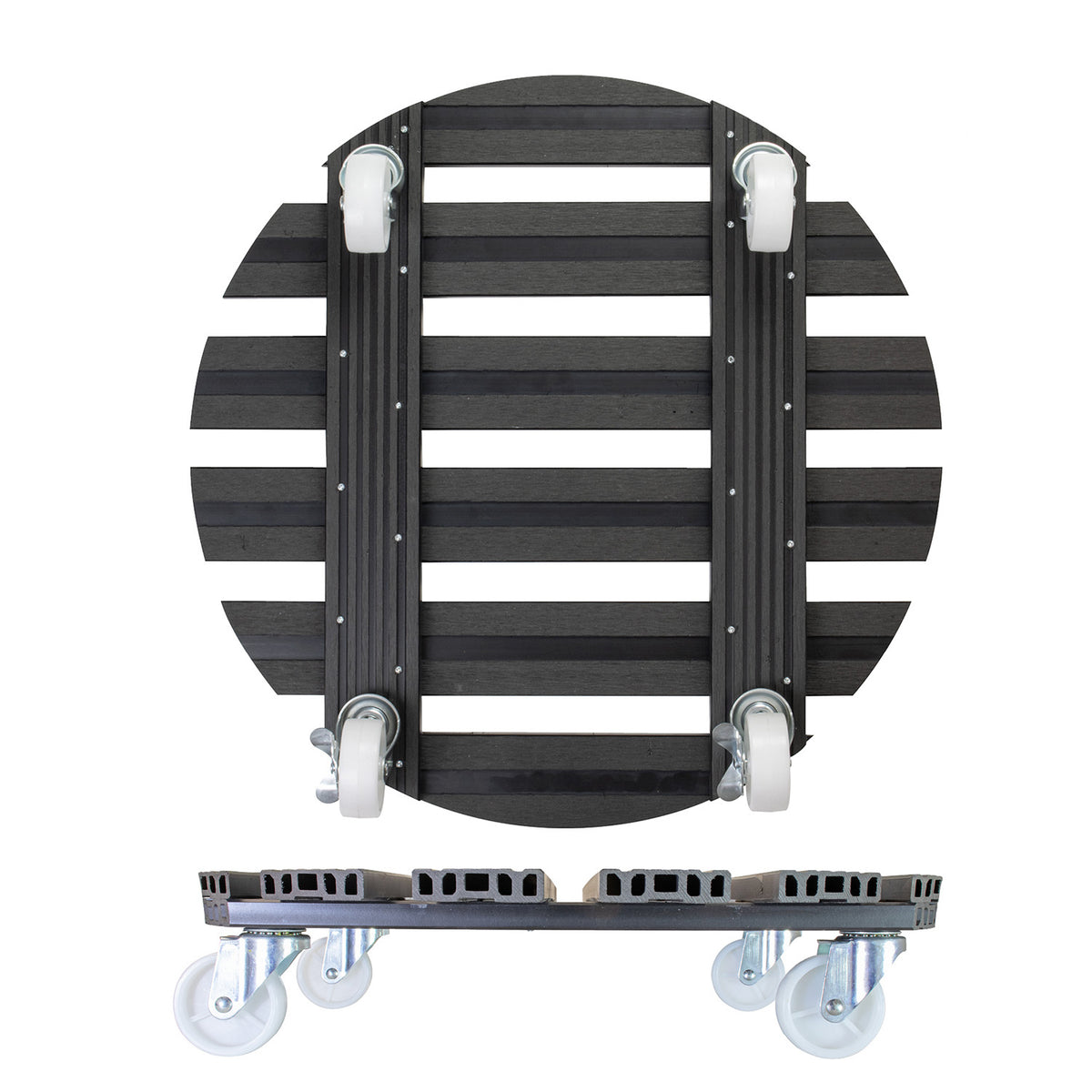 20" Gray Round WPC Plant Caddy, Indoor/Outdoor with Brakes