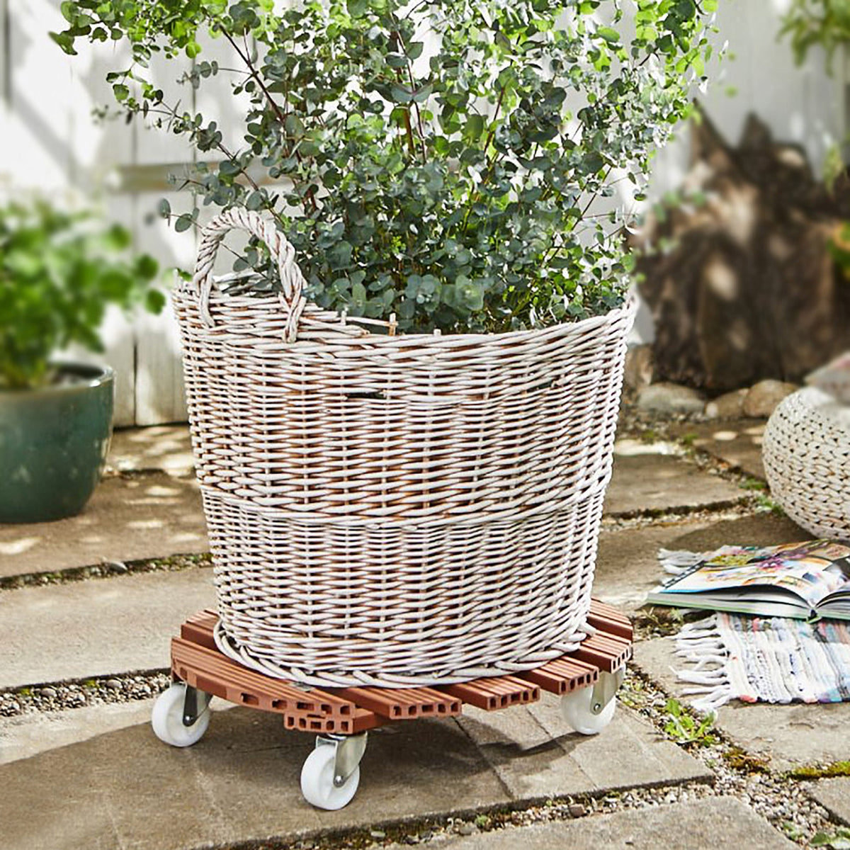 20" Terra Cotta Round WPC Plant Caddy, Indoor/Outdoor