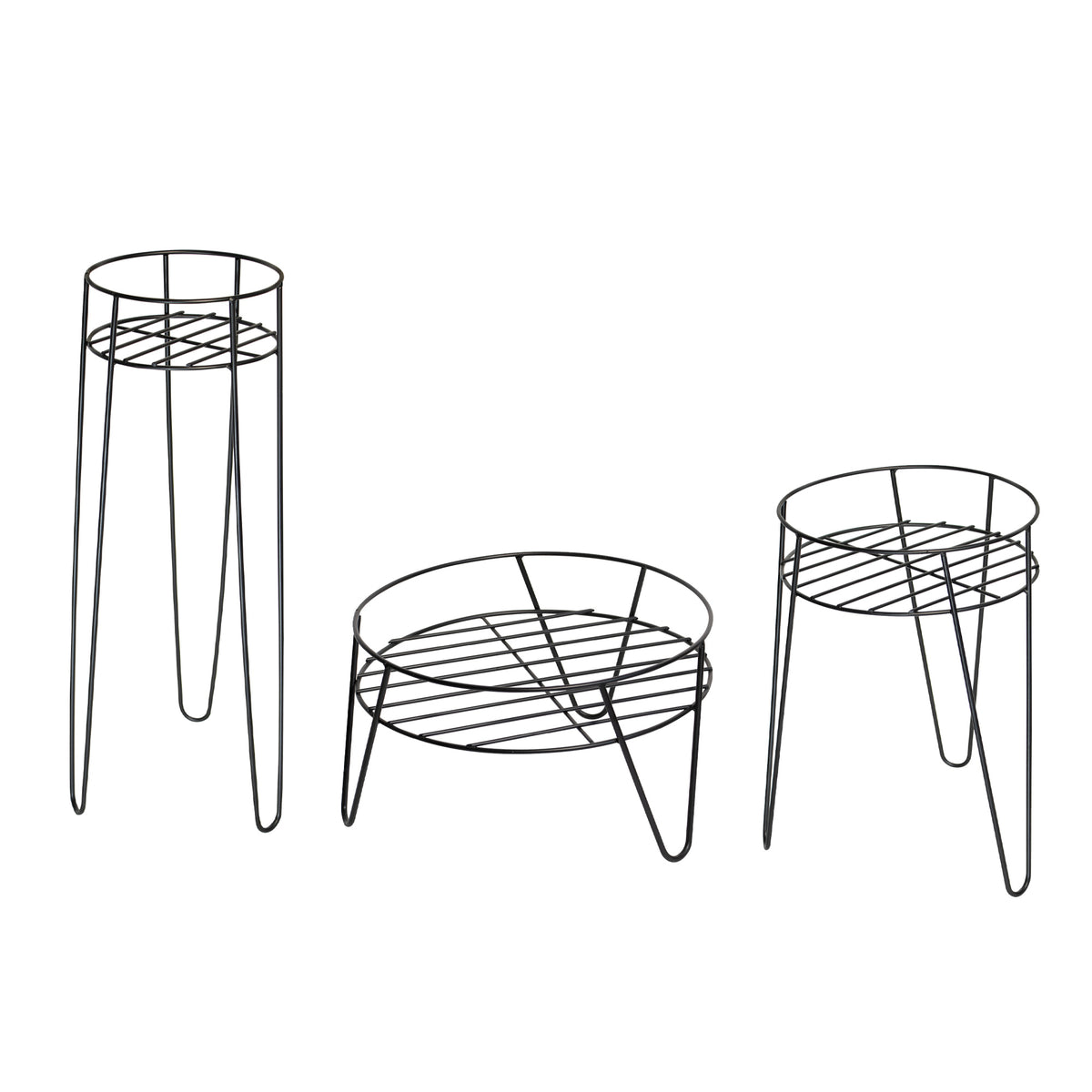 Medium Black Metal Plant Stand – Heavy-Duty Powder-Coated Steel Planter Stand for Indoor & Outdoor Use