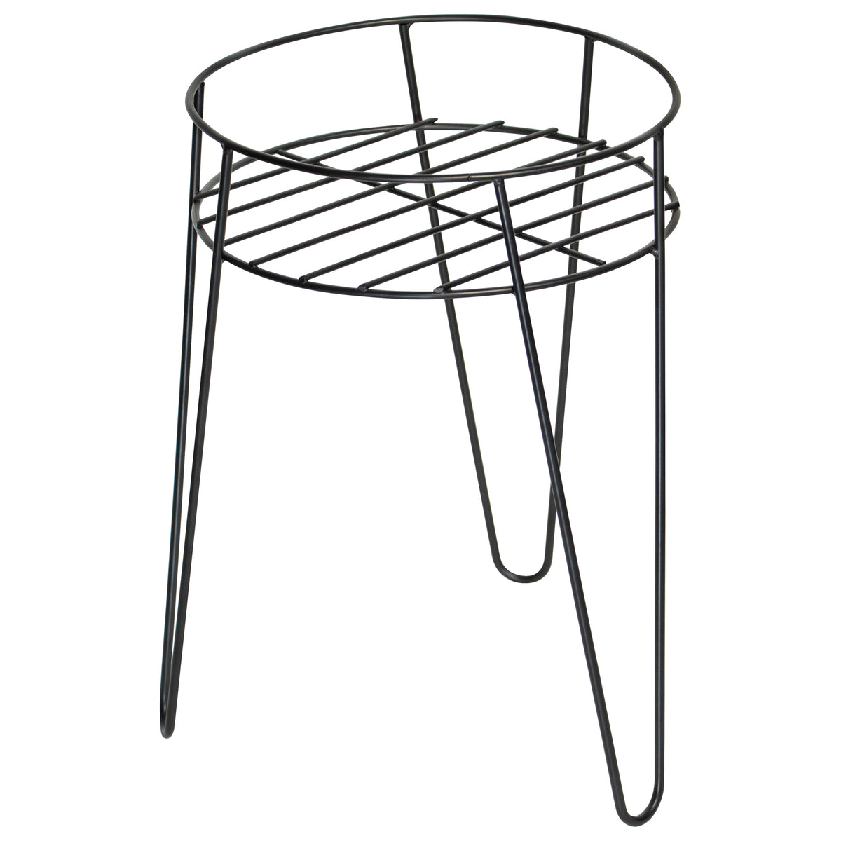 Medium Black Metal Plant Stand – Heavy-Duty Powder-Coated Steel Planter Stand for Indoor & Outdoor Use