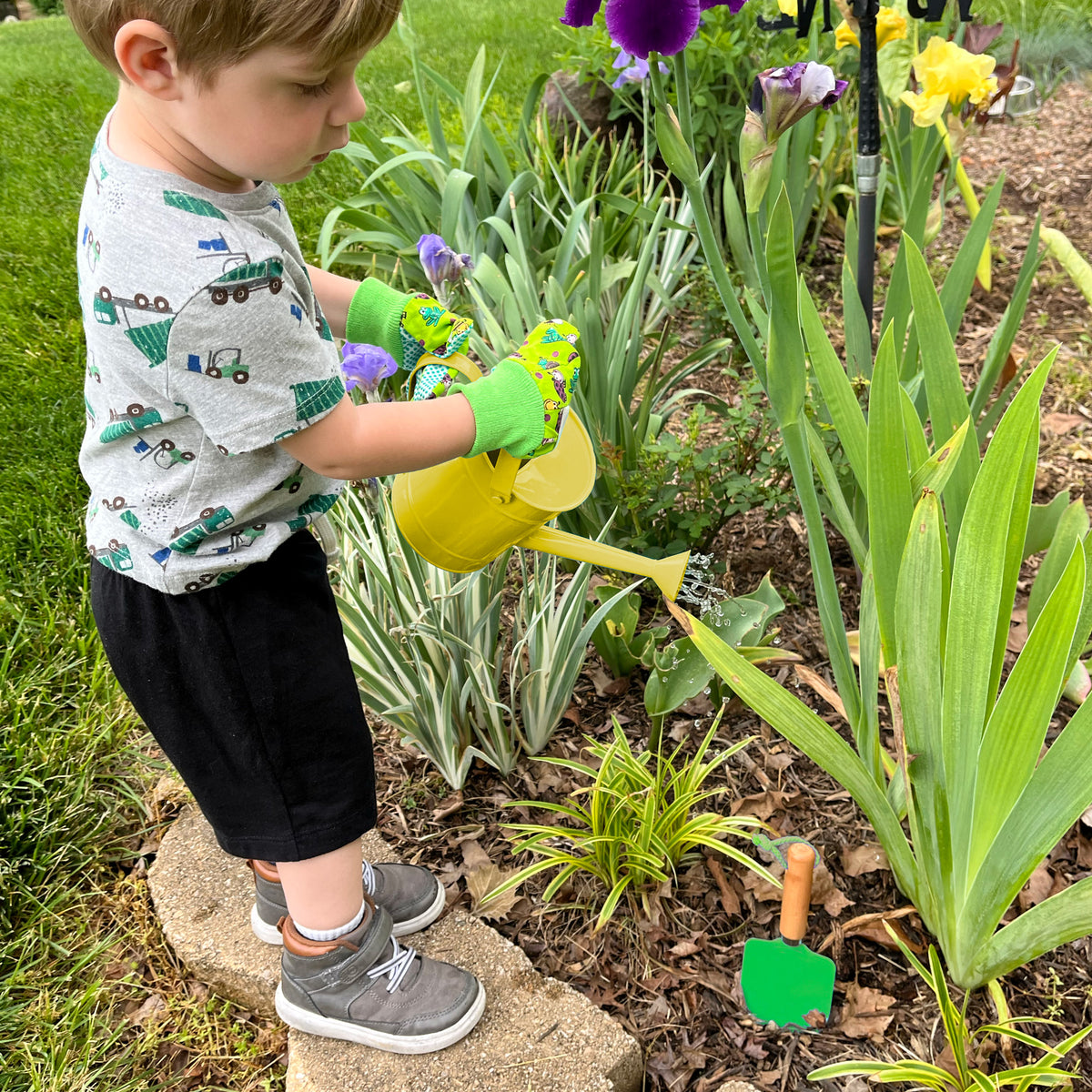 Little Pals Yellow Kids Gardening Kit with Watering Can, Gloves & Hand Trowel