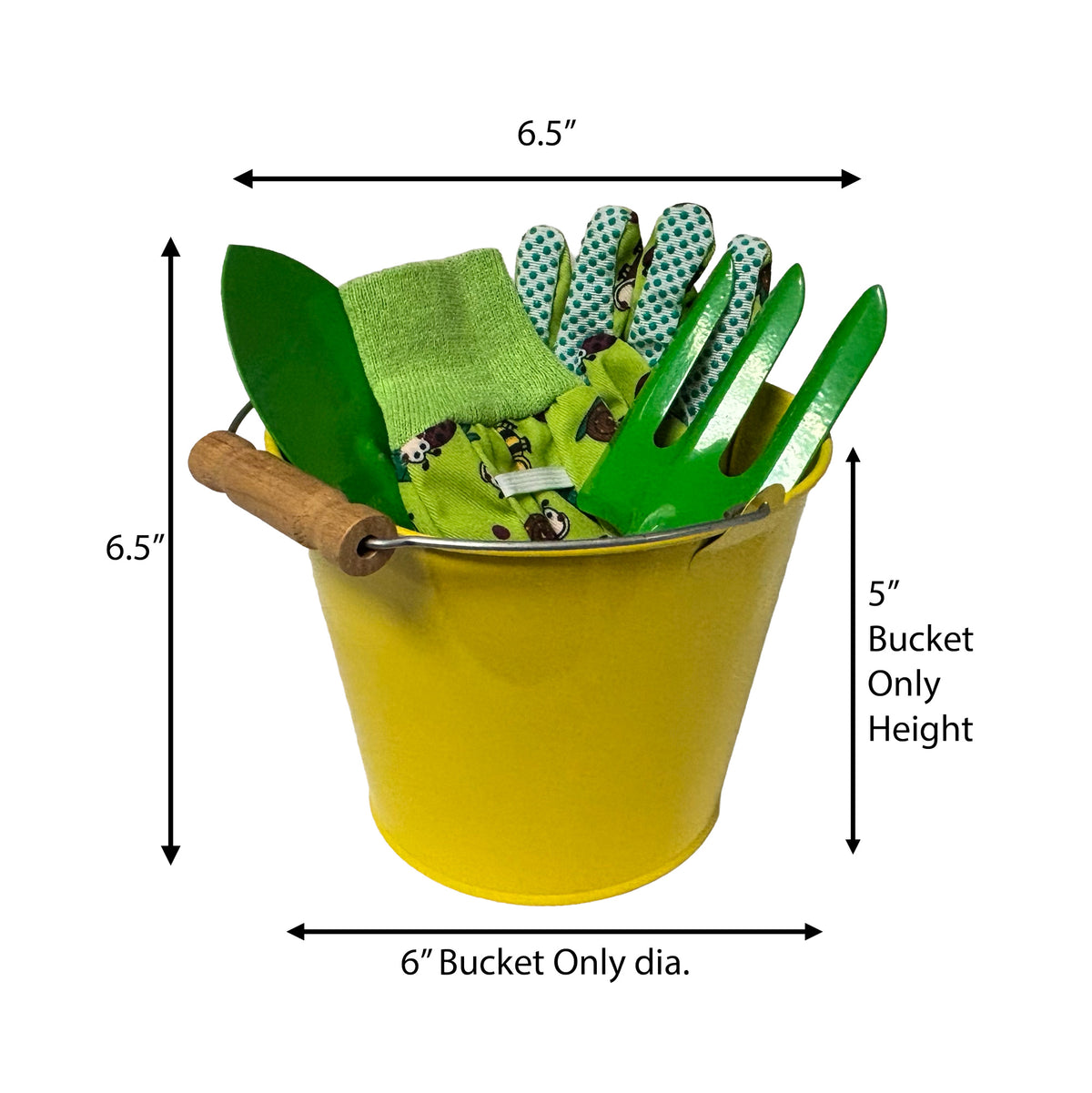 Little Pals Yellow Kids Gardening Kit with Watering Can, Gloves & Hand Trowel