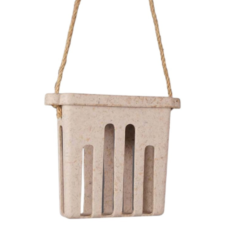 Earthy Sustainable Suet Cake Feeder made from chaff material.