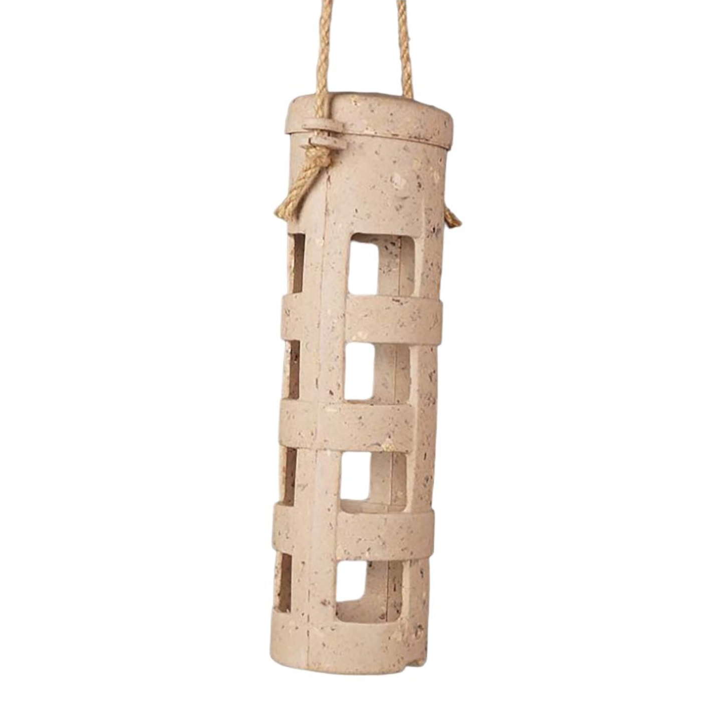 Suet Ball Feeder made from coffee husks, 9.06" high x 2.5" diameter, eco-friendly and vegan.