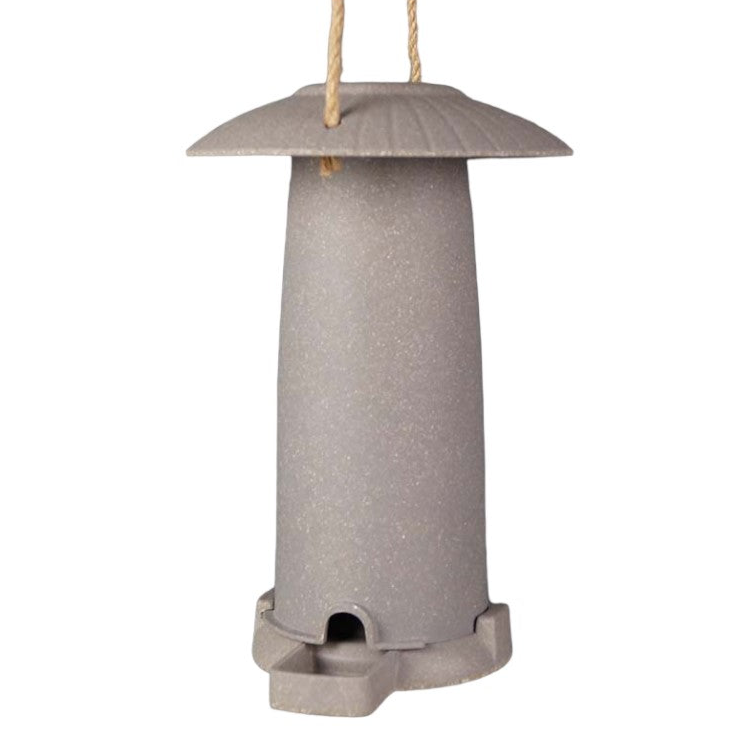Earthy Sustainable Seed Feeder made from straw, 8.66" x 5.71" x 6.10", vegan-friendly.