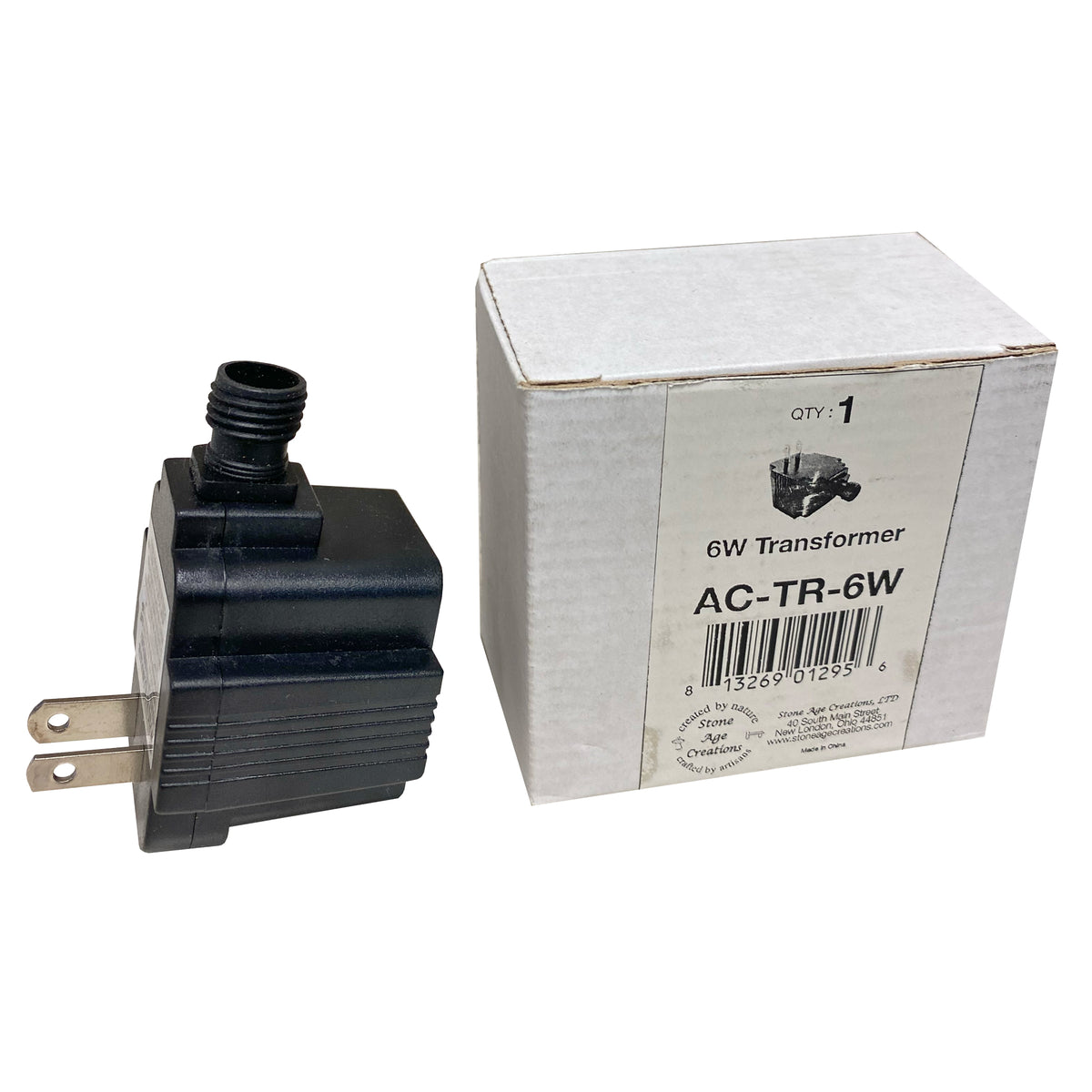 6 Watts 120-12v  transformer with male connector.