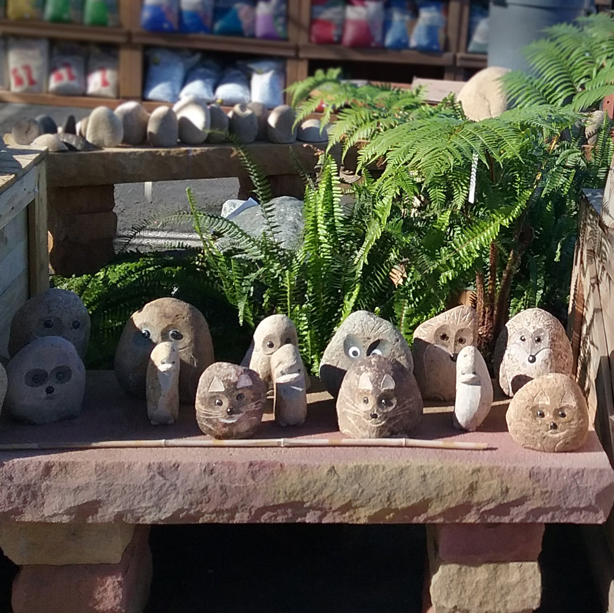 Hand Carved Natural Granite 8"H Boulder Stone Cat