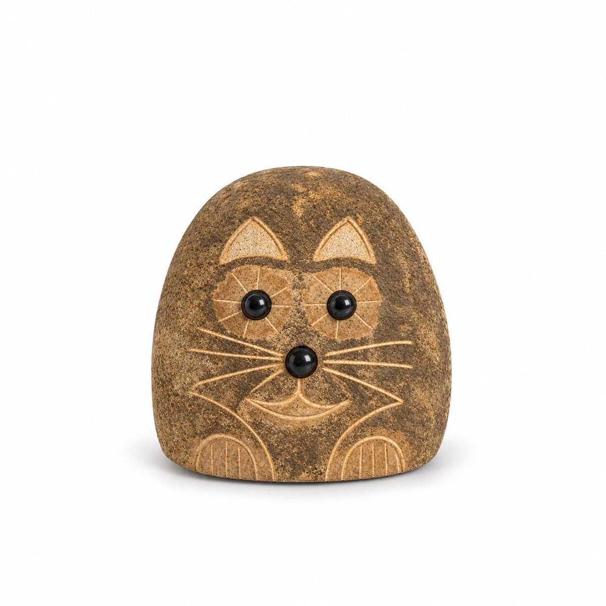 Hand Carved Natural Granite 8"H Boulder Stone Cat