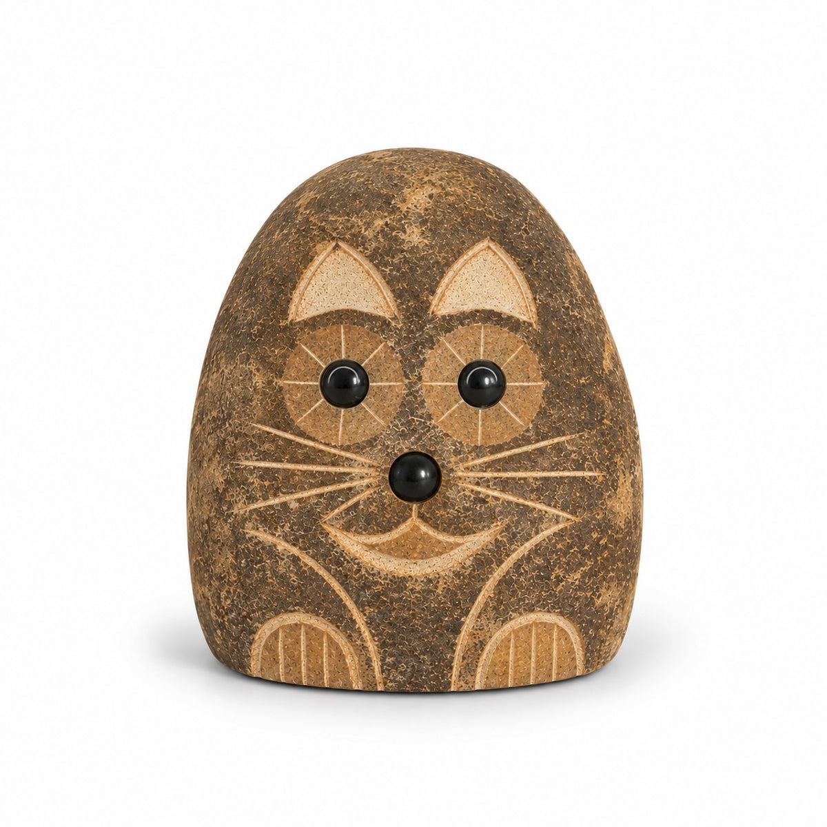 Hand Carved Natural Granite 12"H Boulder Stone Cat