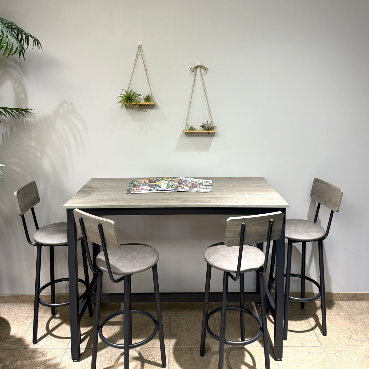 Double Air Plant Swing Set for 4 Air Plants – Poplar Wood Hanging Swings with Twine & Beads