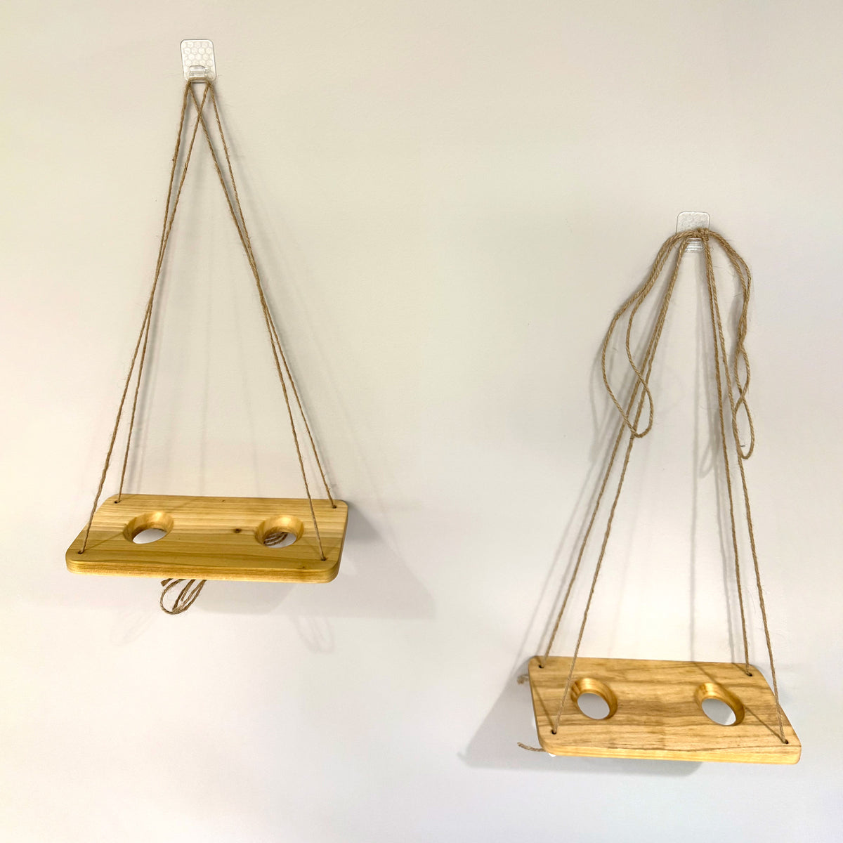Double Air Plant Swing Set for 4 Air Plants – Poplar Wood Hanging Swings with Twine & Beads