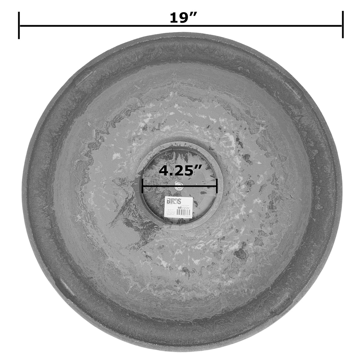 Light Green Fiber Clay 19" Dia Birdbath Top with 25"H Black Metal Stand