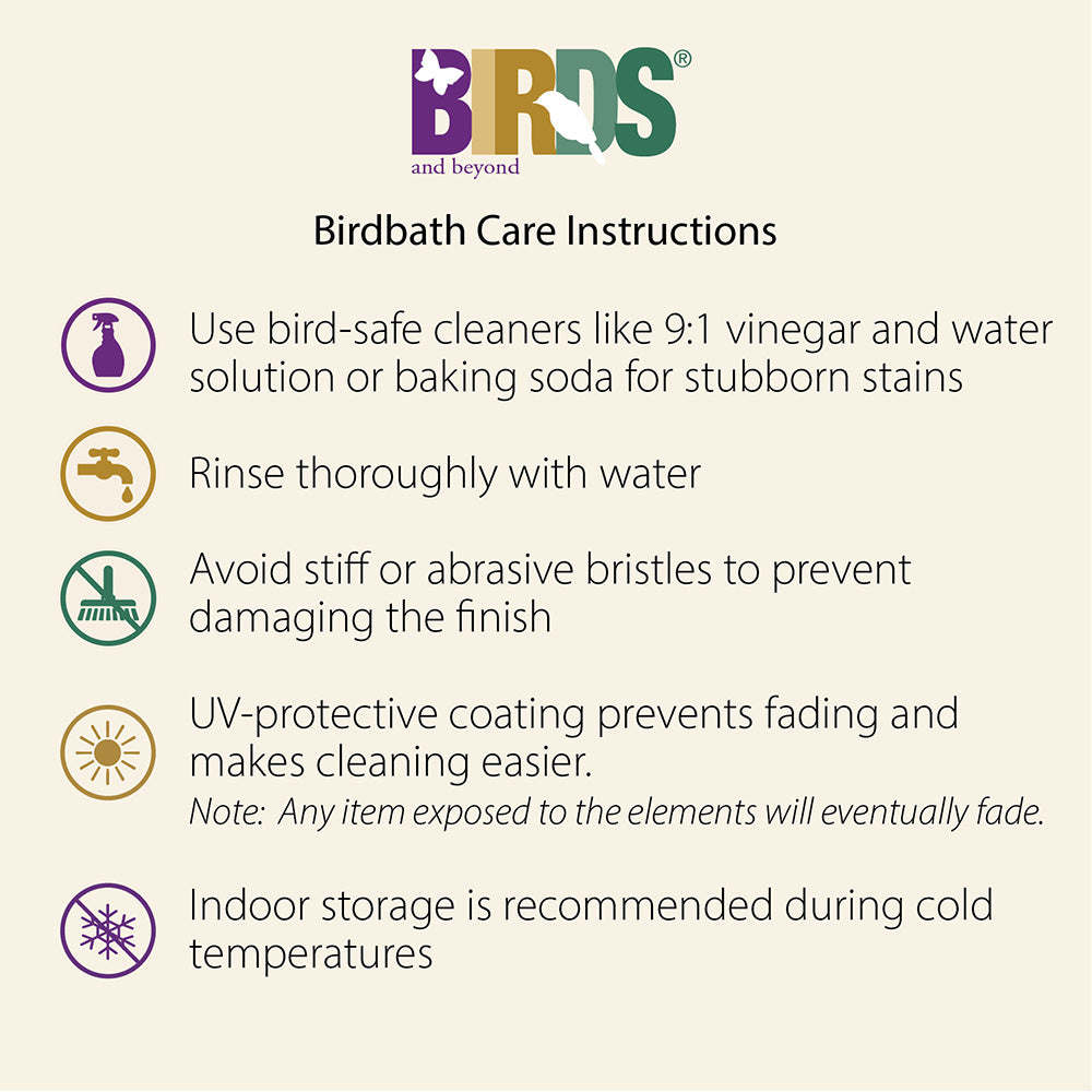 Light Green Fiber Clay 19" Dia Birdbath Top with 25"H Black Metal Stand