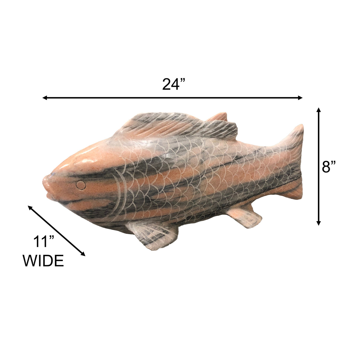 Pink Marble KOI Fish Sculpture – Elegant Accent for Outdoor Settings