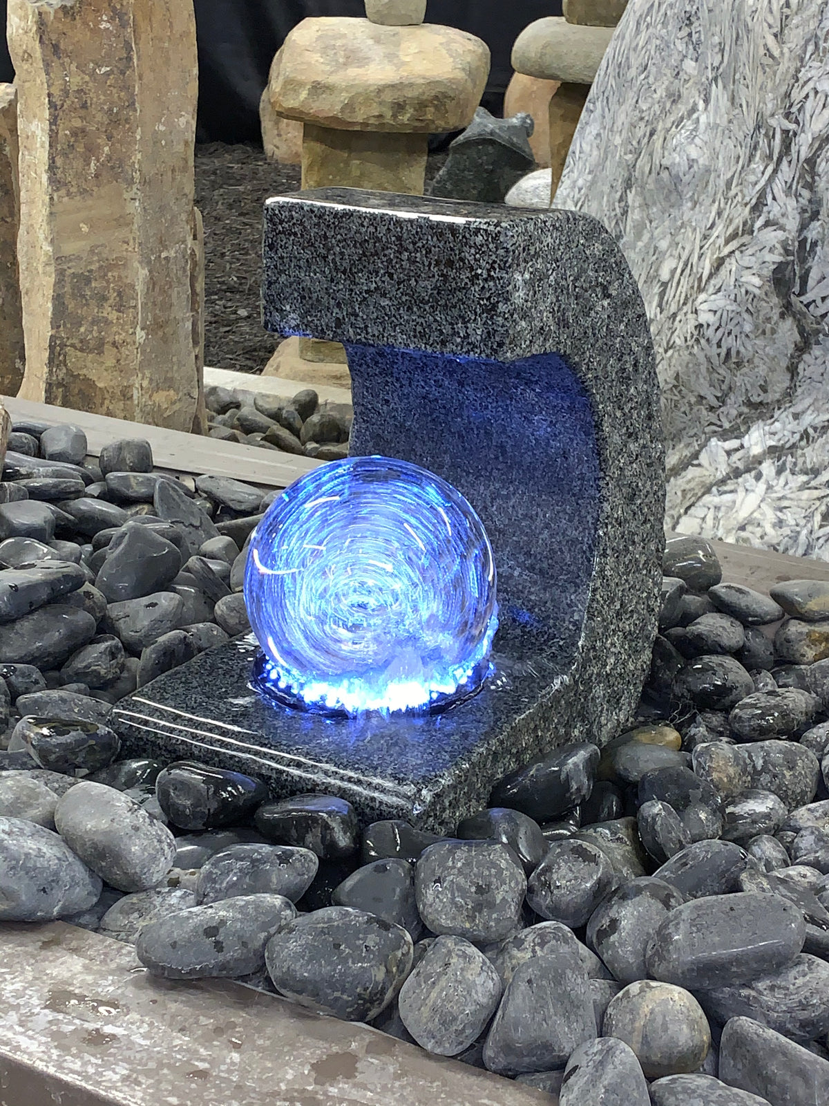 Rolling Ball Granite C Fountain Kit – Complete Water Feature with Light