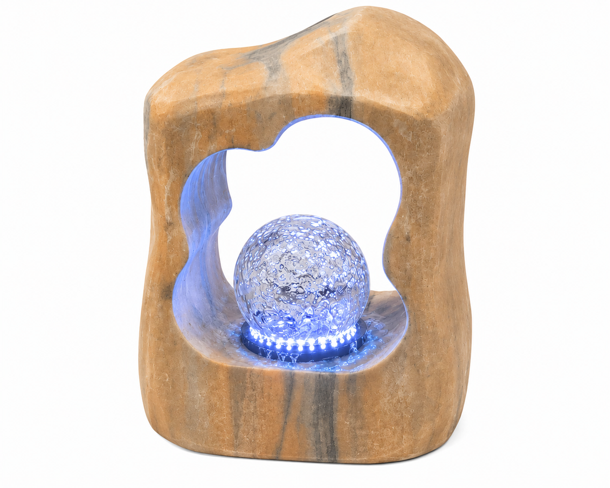 Rolling Ball Marble Fountain Kit – Complete Water Feature with Light