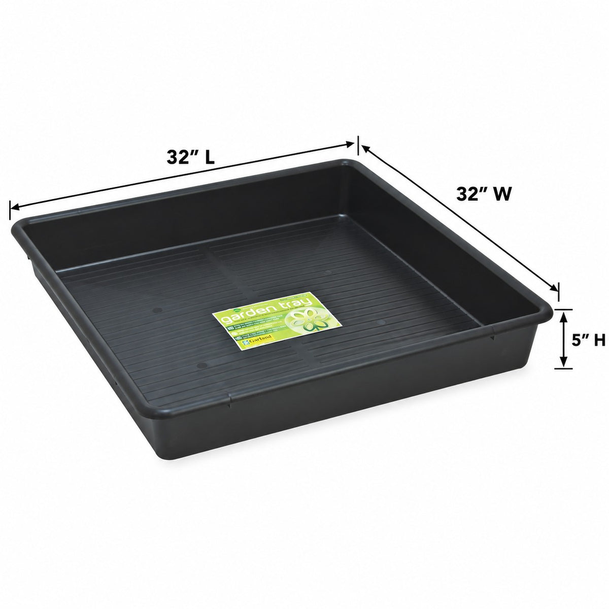 32" Black Square Garden Tray, 32"L x 32"W x 5"H
