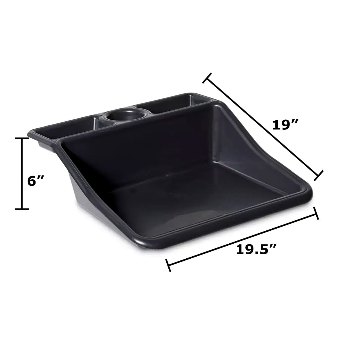 Compact Tidy Tray with Shelf, Black, 19"L x 19.5"W x 6"H; 2lbs