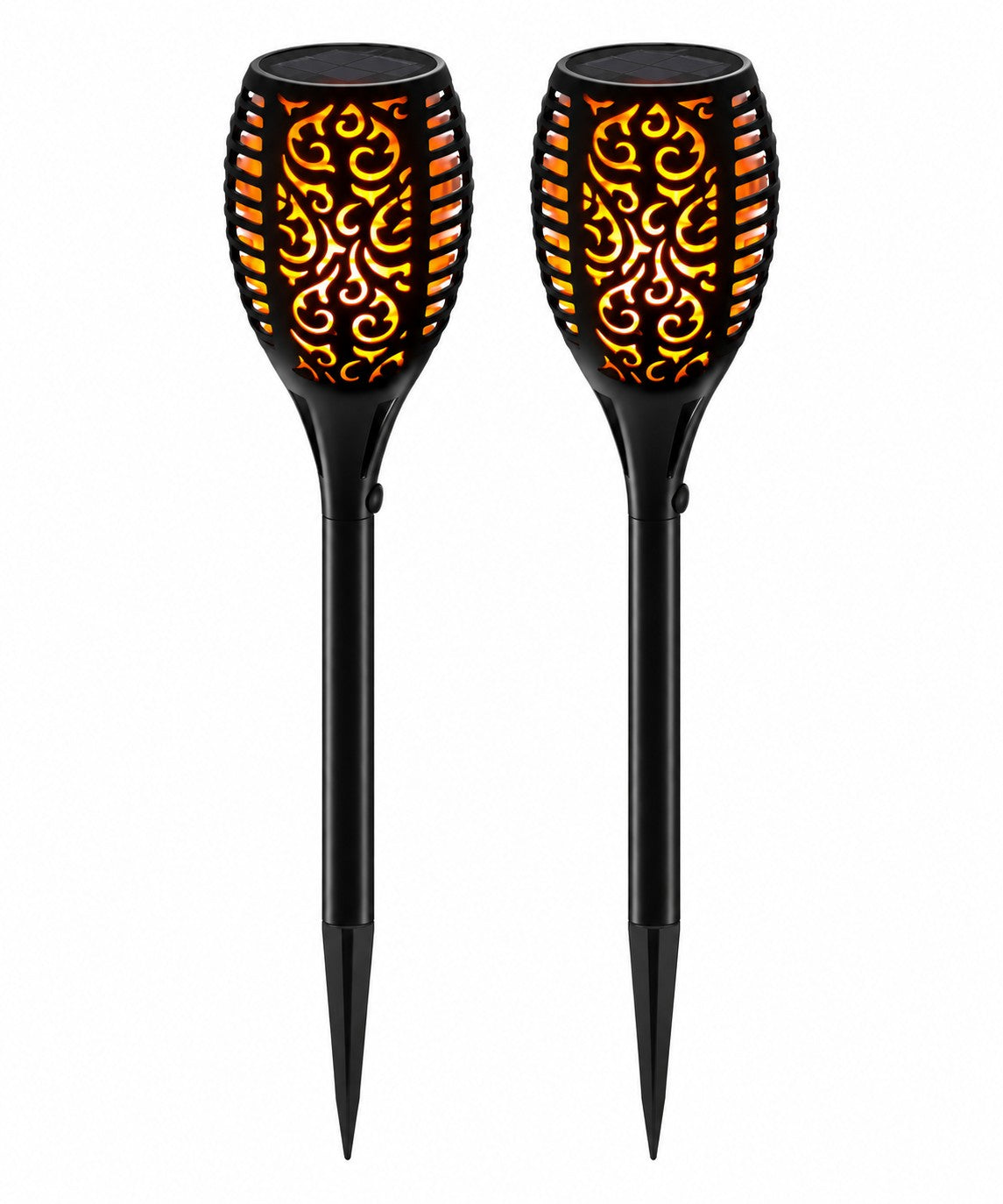 Large Solar Flickering Flame Lamps – Set of 2 Outdoor Waterproof Garden Torches (Adjustable Height)