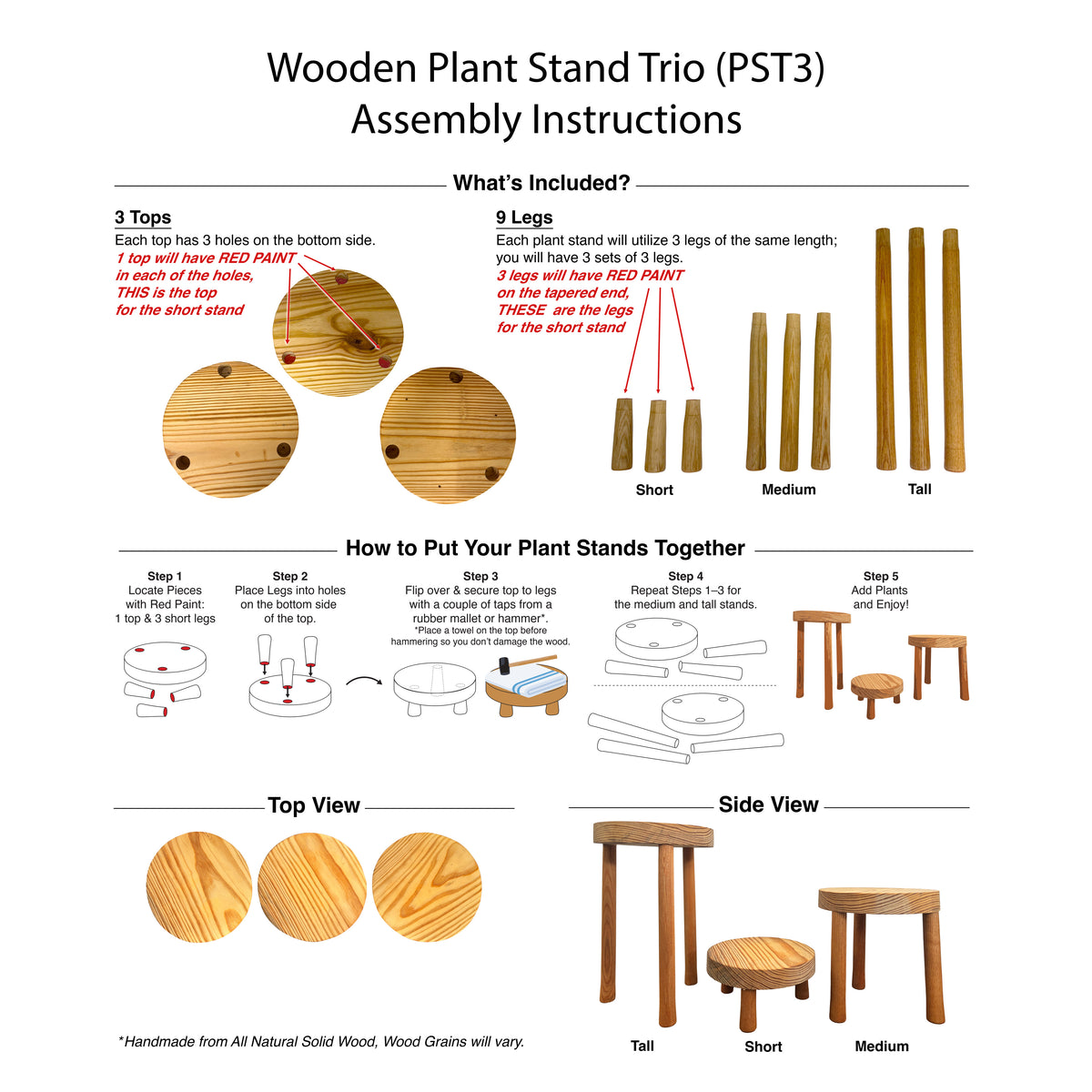 Set of 3 Plant Stand Tripods – Elevate Your Plants