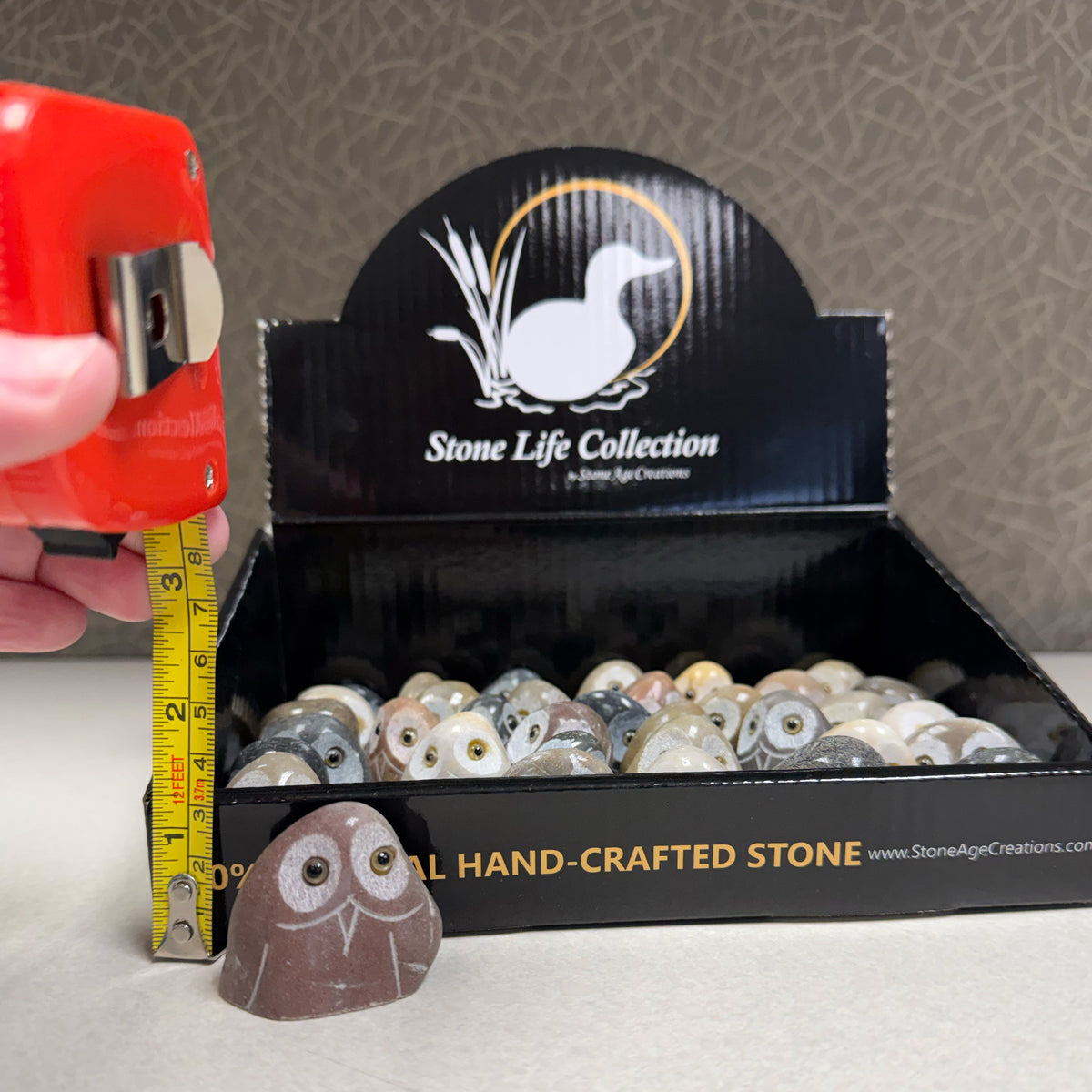 1" Handcrafted Colored Pebble Owl – 36-Piece Collection