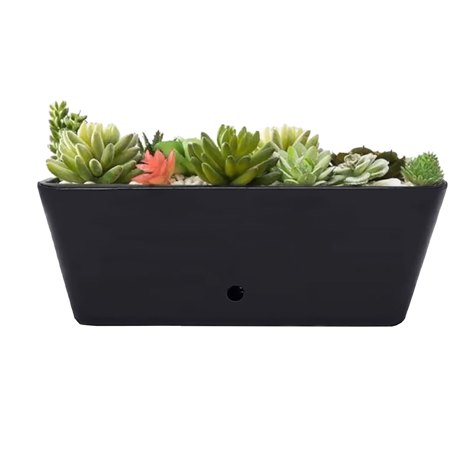 black succulent pot Bamboo Blooms 5-16003 16in. Black Rectangular Self-Watering Bamboo Planter