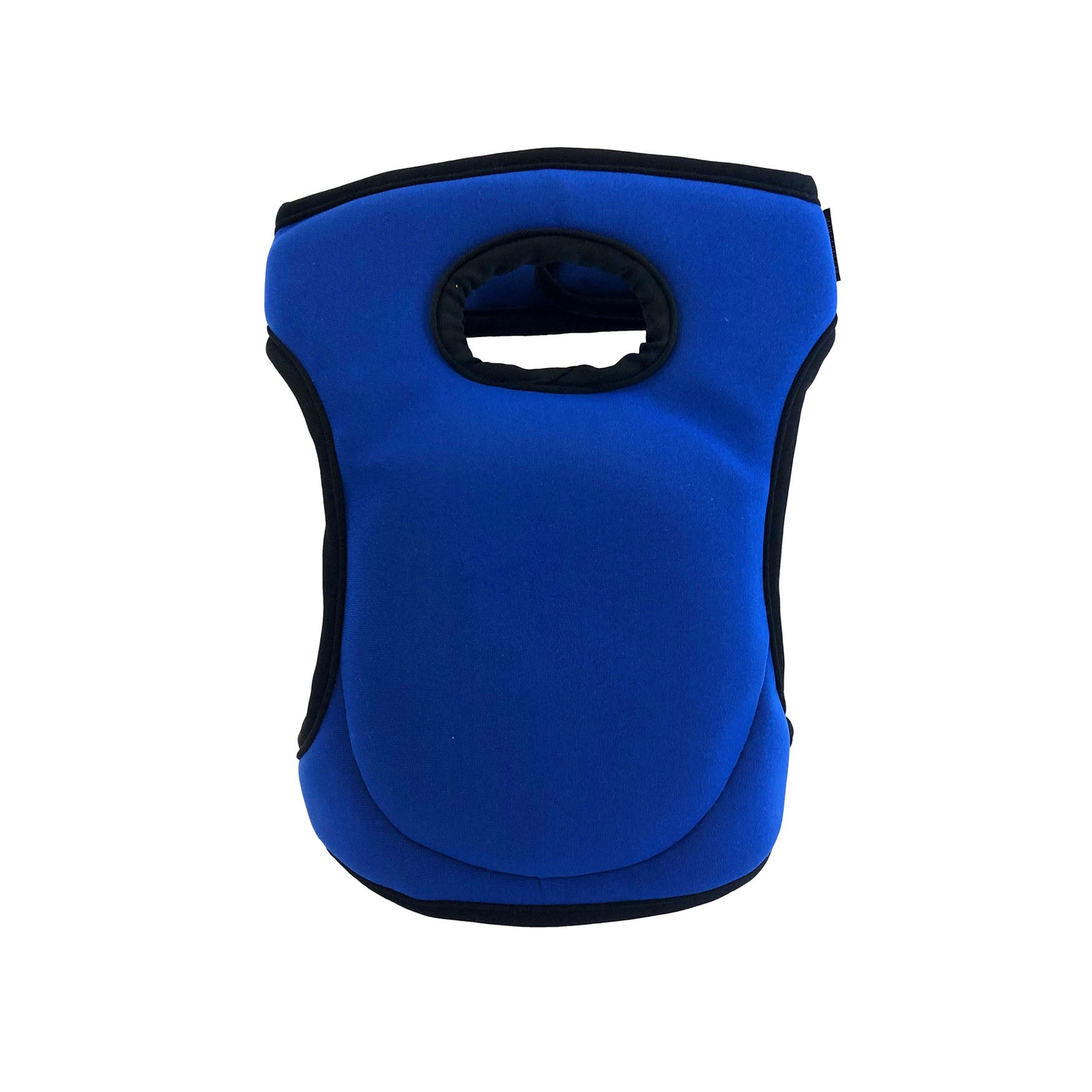 Blue multipurpose memory foam knee pads, contoured design with durable padding, waterproof neoprene cover, and Velcro straps, 10"H x 7"W.