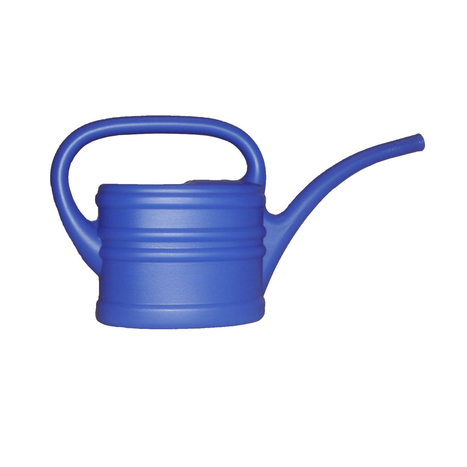 1 pt blue plastic watering can for kids, lightweight and ideal for indoor plant care, made in Germany.