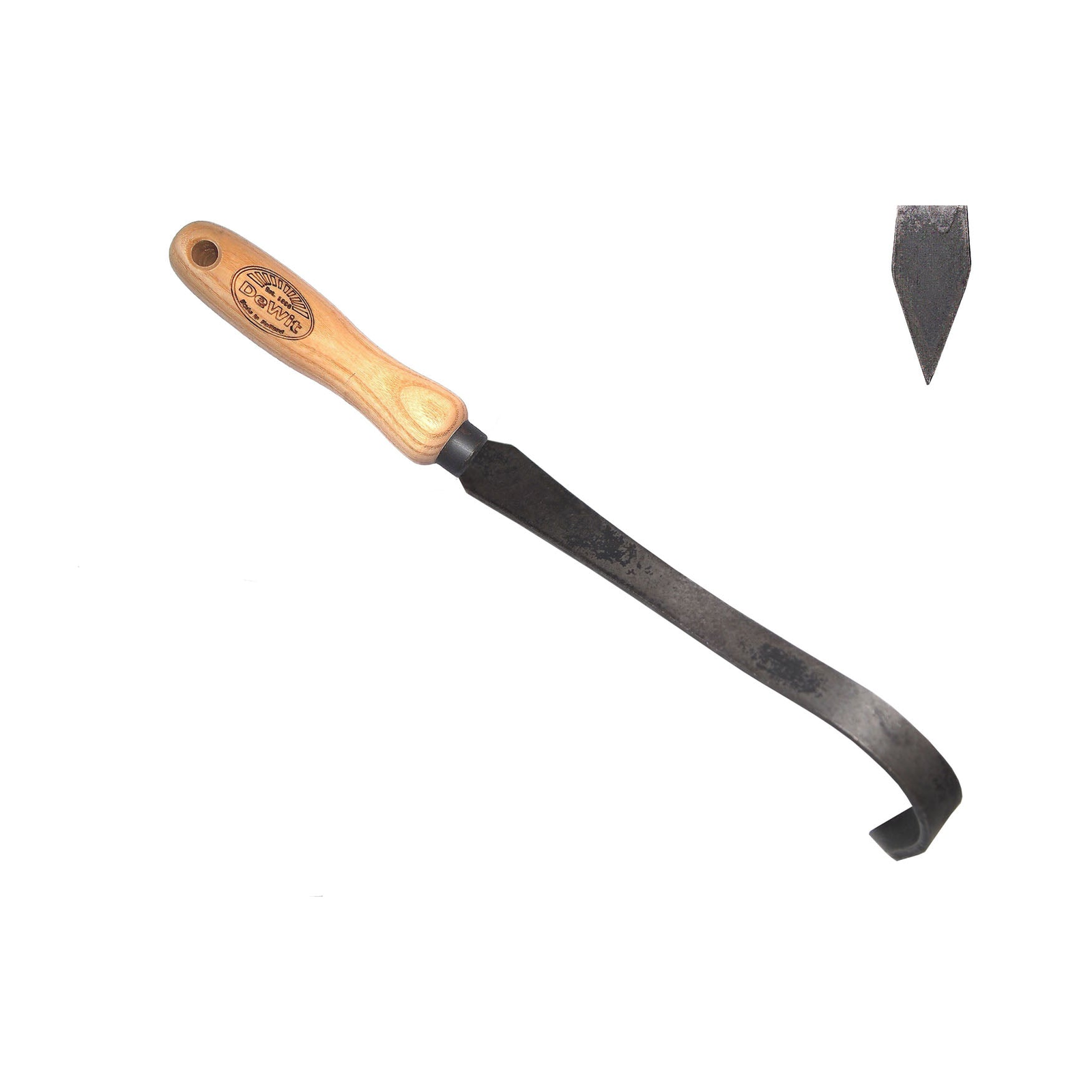 DeWit Bio V Groove Weeder, 11.75" length, eco-friendly design, durable ash handle.