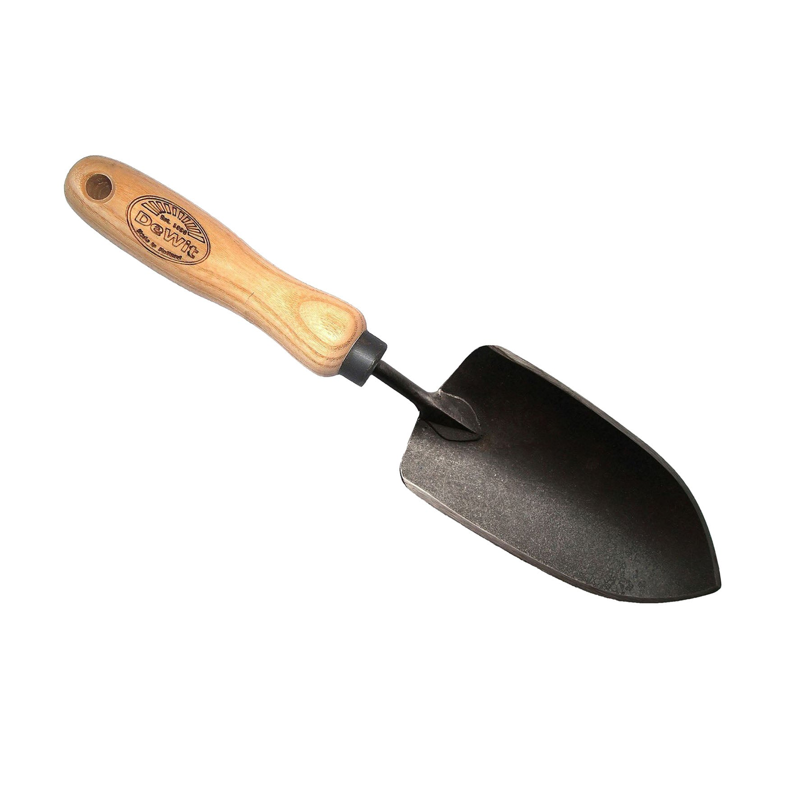 DeWit Garden Trowel with forged steel head and ash hardwood handle, ideal for gardening tasks.