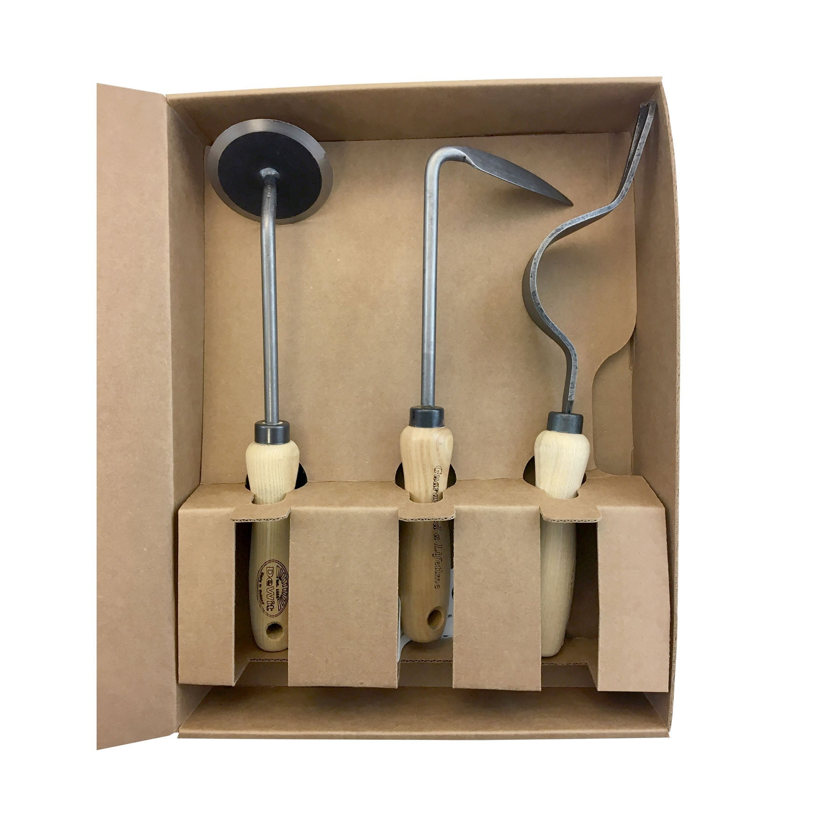 DeWit Gift Set - 3 Piece Weeding Tools in Box with Ash Hardwood Handles and Tempered Steel, Ideal for Garden Enthusiasts.