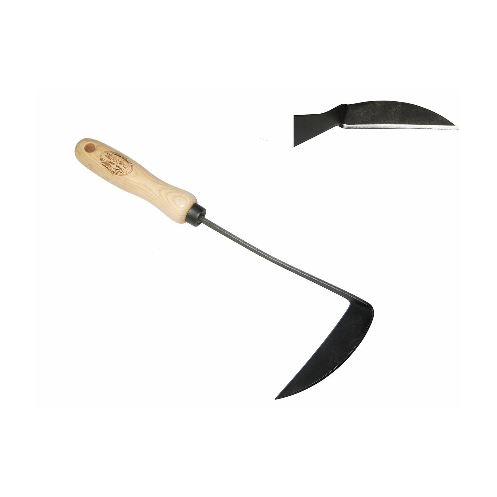 DeWit Japanese Left Hand Garden Hoe with ash handle and tempered boron steel head.