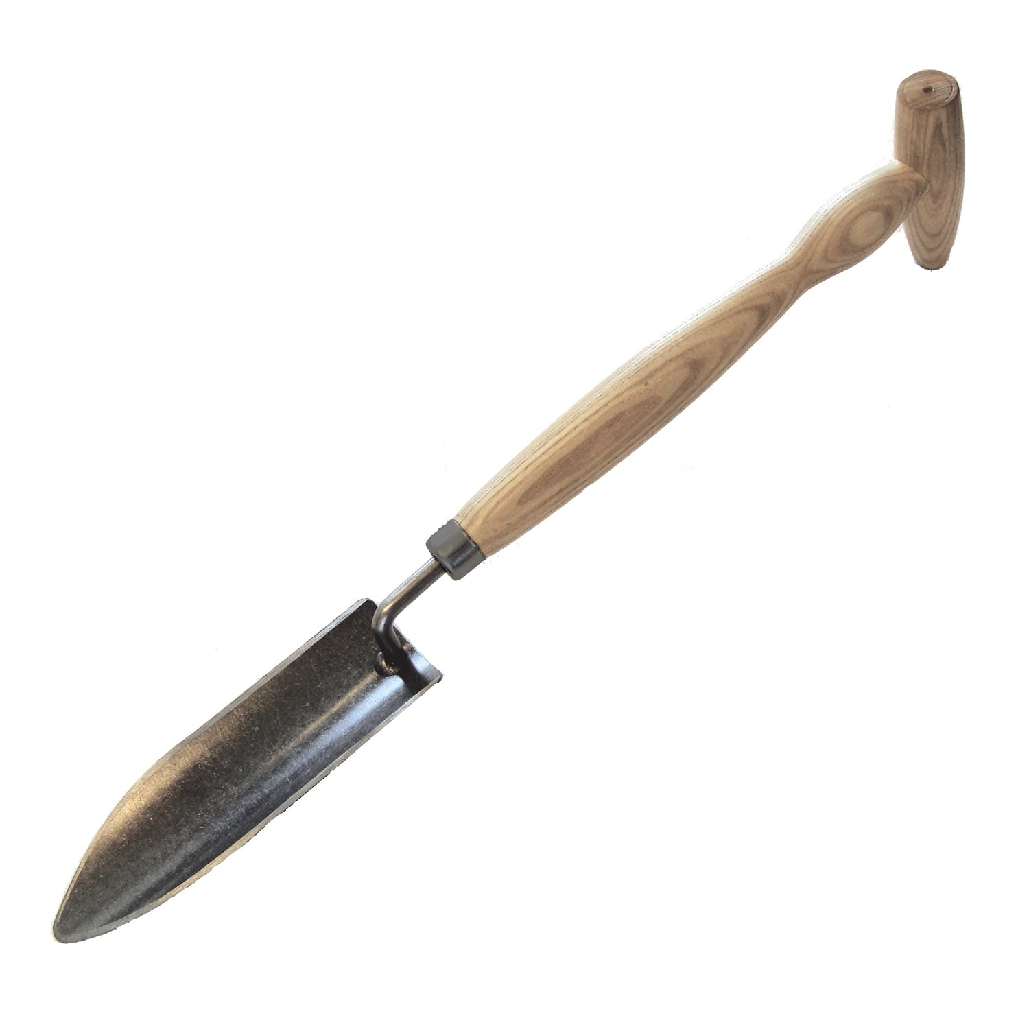 DeWit Transplant Trowel with P-Grip handle, 18.5" long, tempered boron steel, ash hardwood handle.