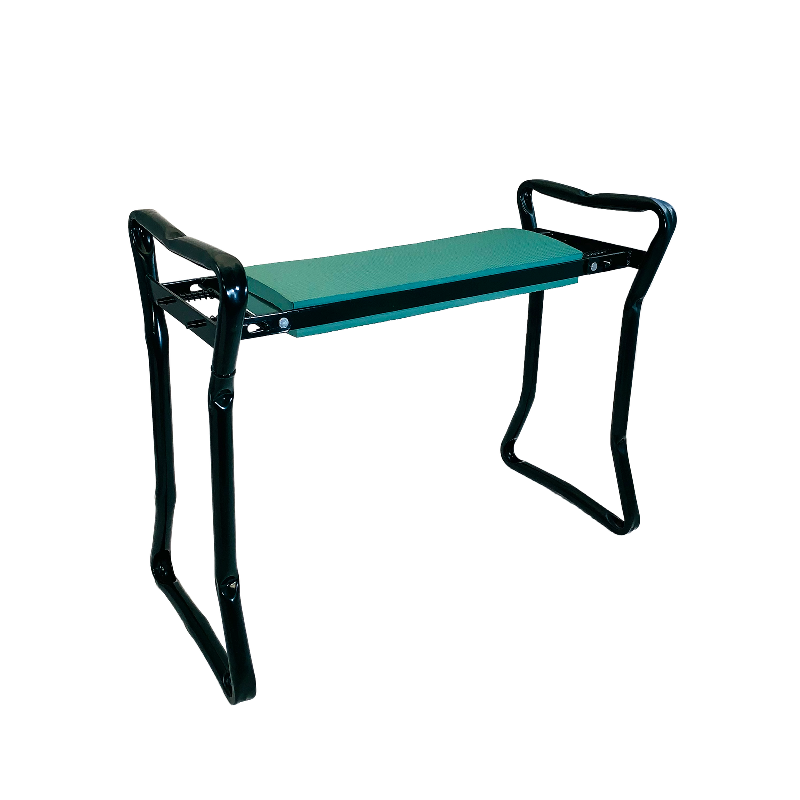 Gardening kneeler seat in green, foldable design with foam pad and sturdy arms, 23"W x 17"H seat, lightweight 6lbs.