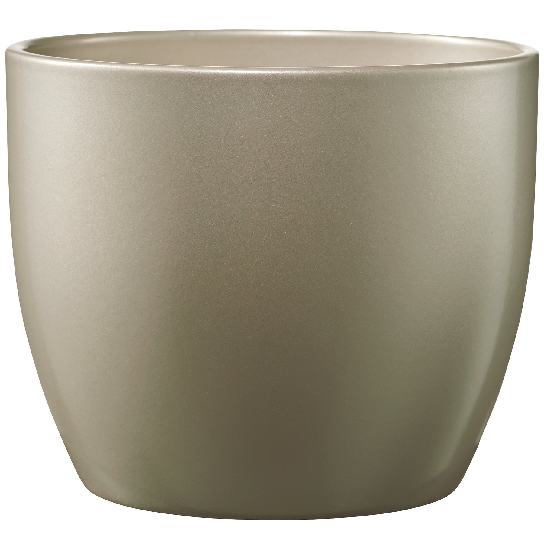 beige indoor plant pots 6.3" Gray Beige Metallic Ceramic Basel Elegance Pot