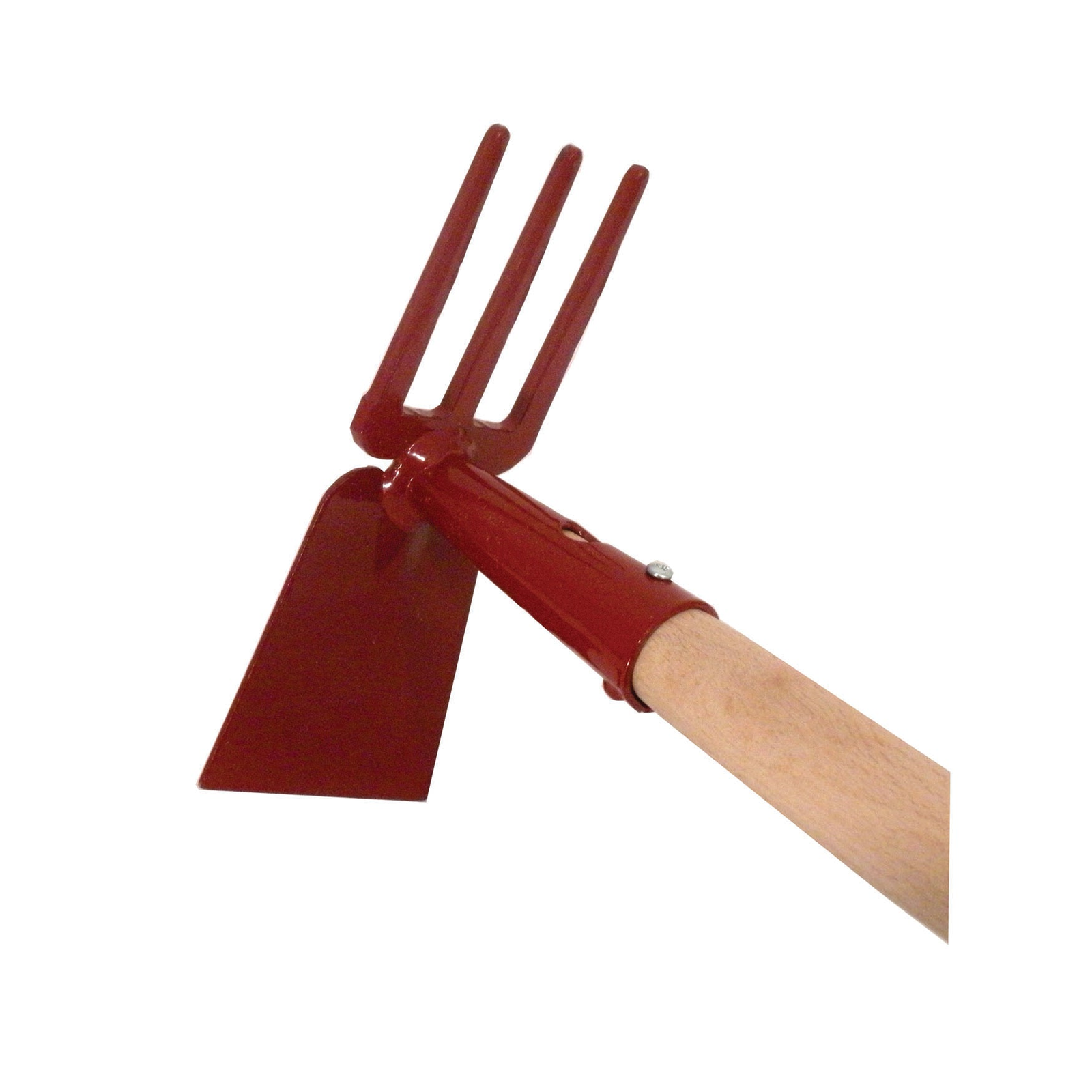 Kid's Double Hoe with steel head and wooden handle, ideal for lightweight gardening tasks.