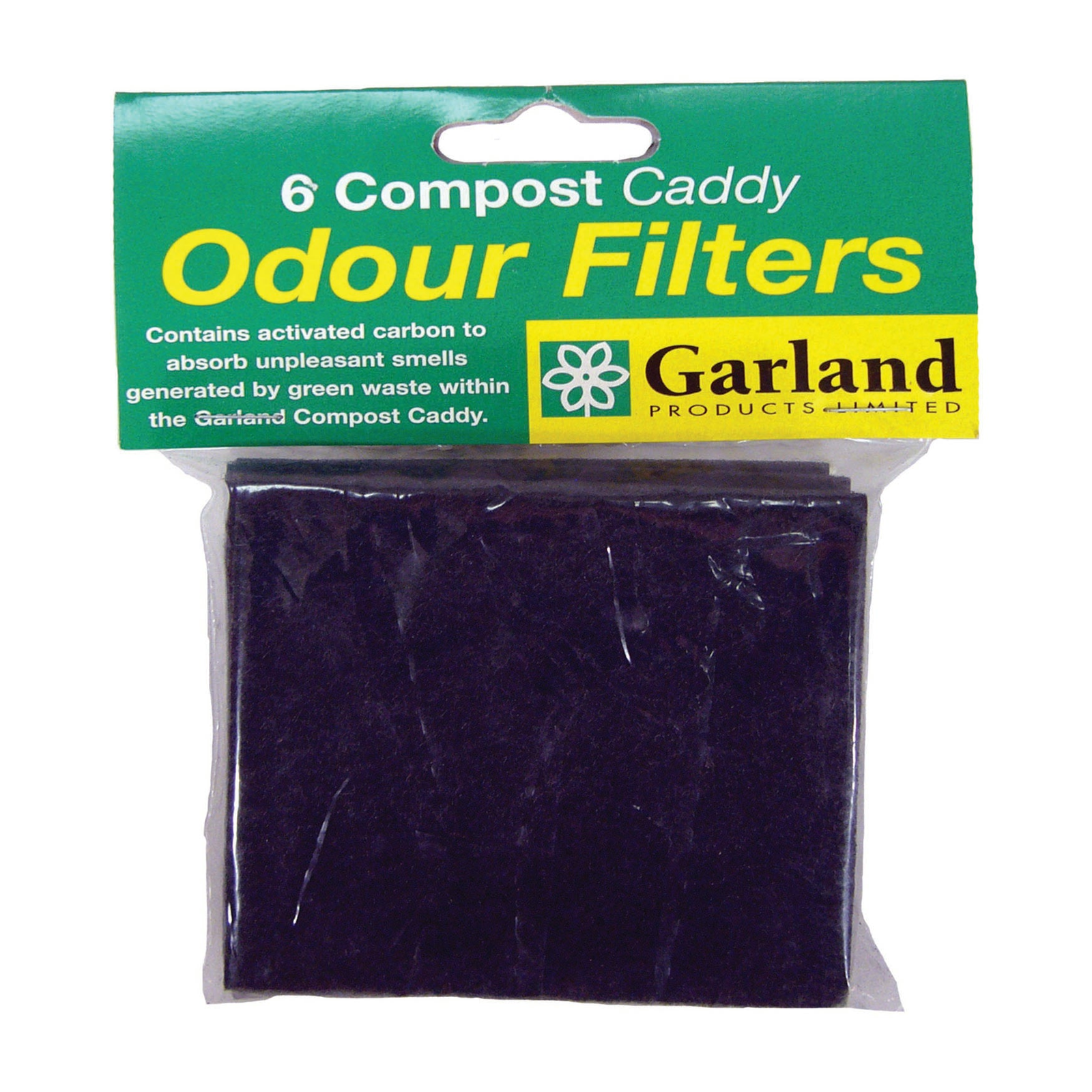Odor filters for compost caddy, 6-pack, fits Mini, Midi, Jumbo, long-lasting odor absorption.
