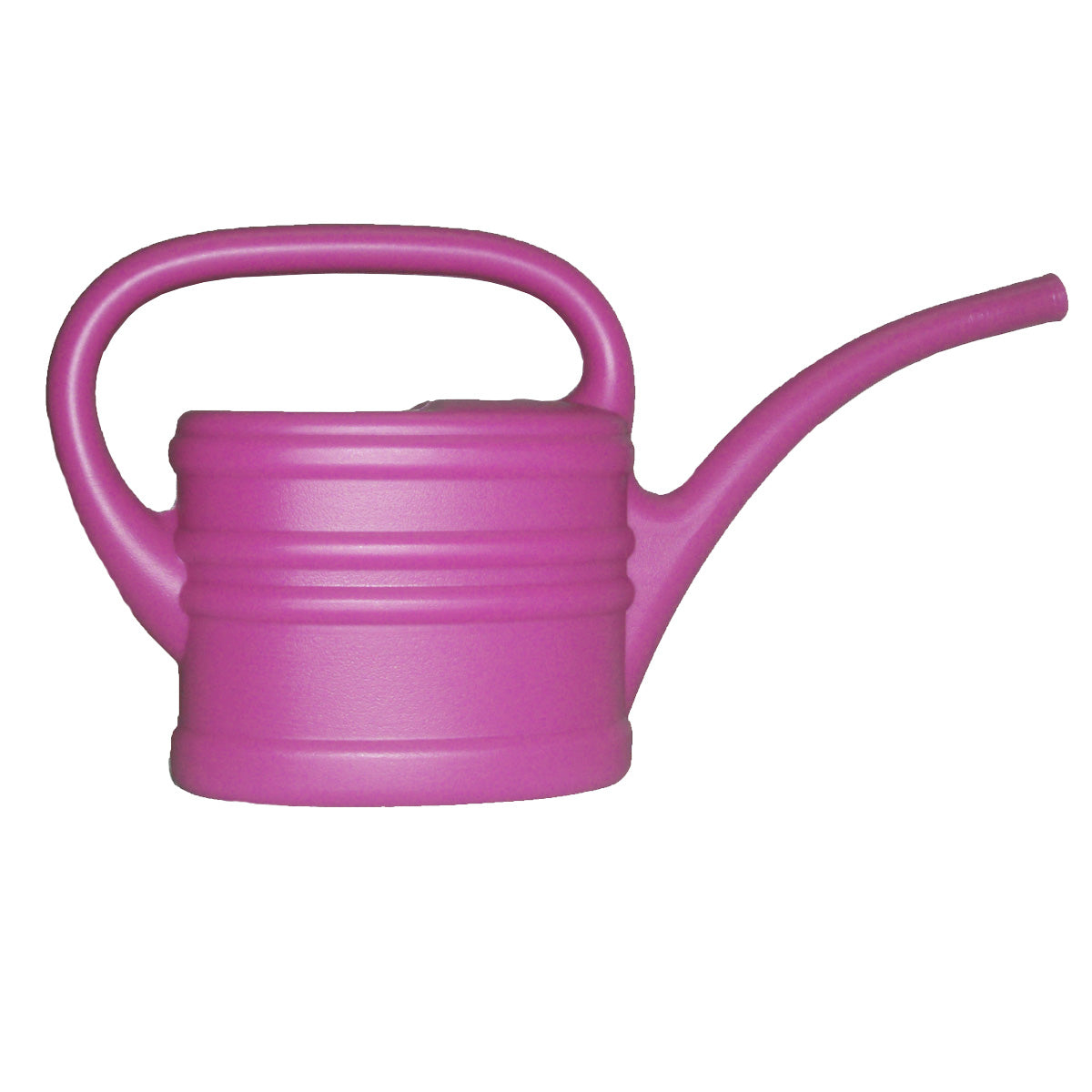 1 pt pink plastic watering can, lightweight, durable, child-friendly, indoor use, 10"W x 2.75"D x 5.5"H, German-made.