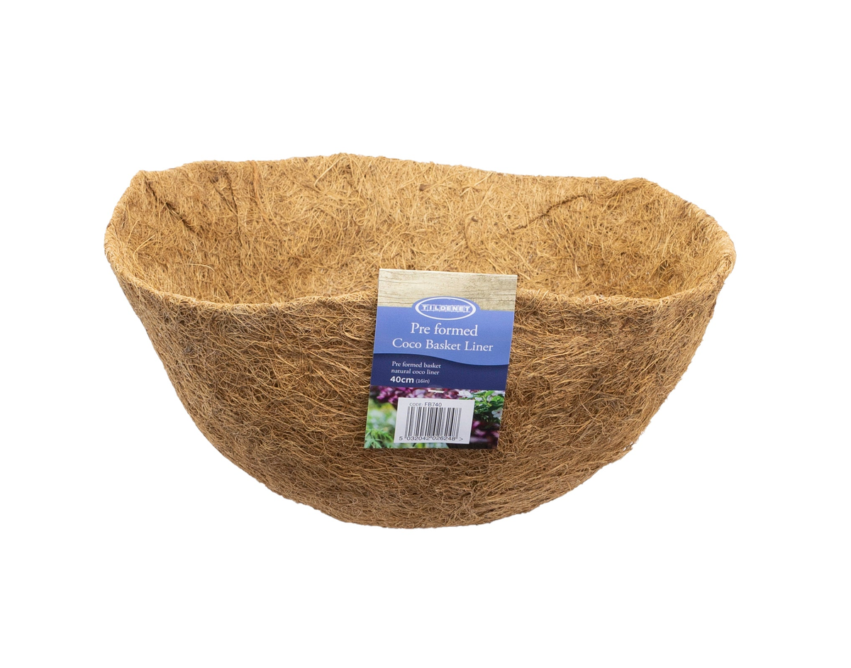 plastic basket liners for plants 16" Preformed Coco Basket Liner for Round Hanging Basket