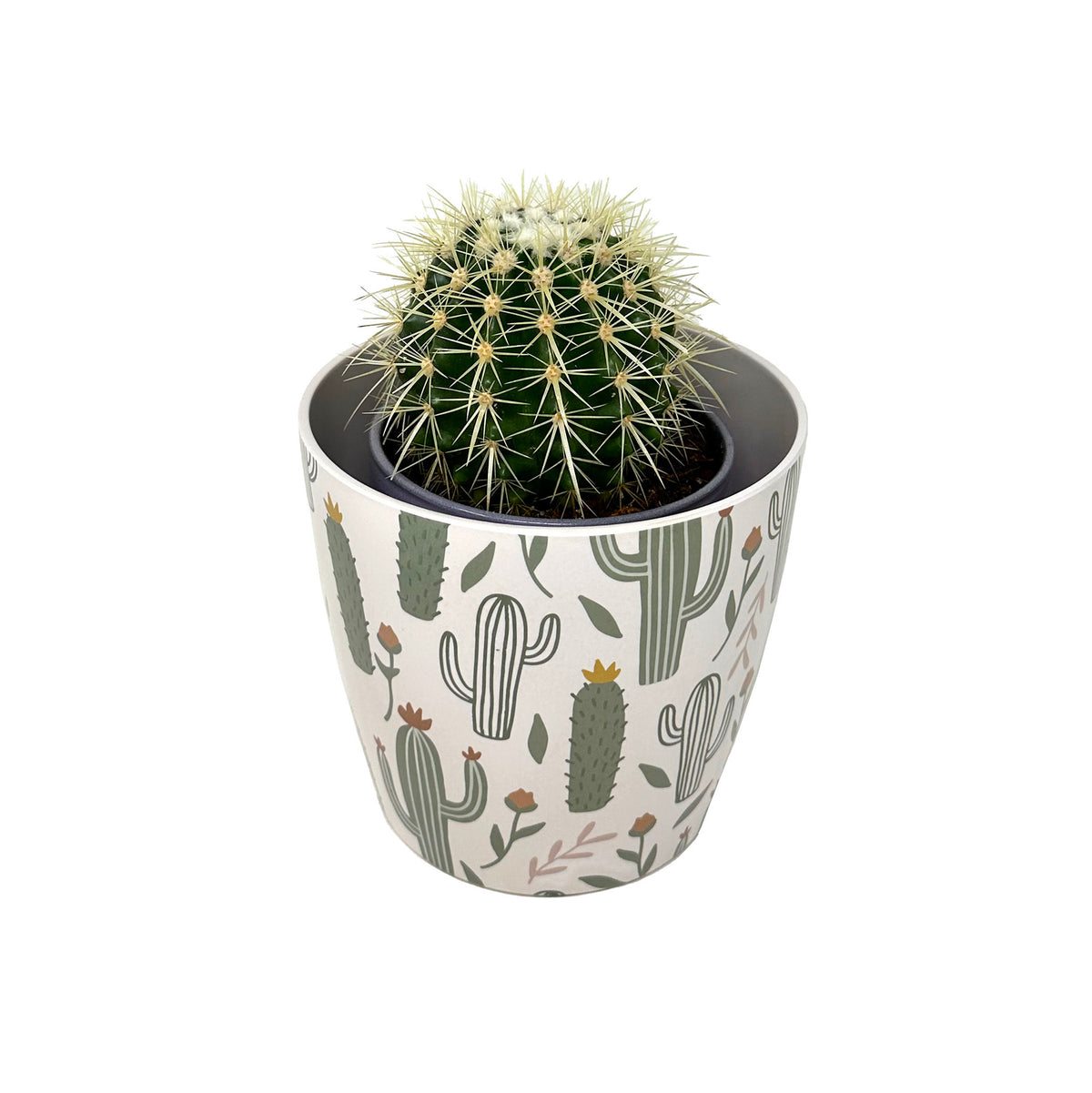 7&quot; Cactus Round Self-Watering Bamboo Pot