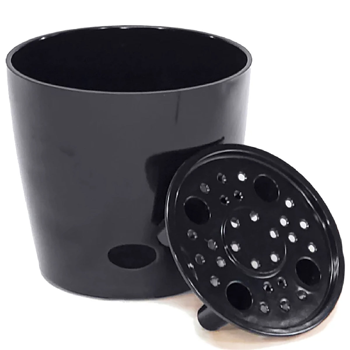 7&quot; Black Round  Self-Watering Bamboo Pot
