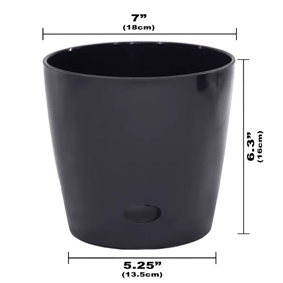 7&quot; Black Round  Self-Watering Bamboo Pot