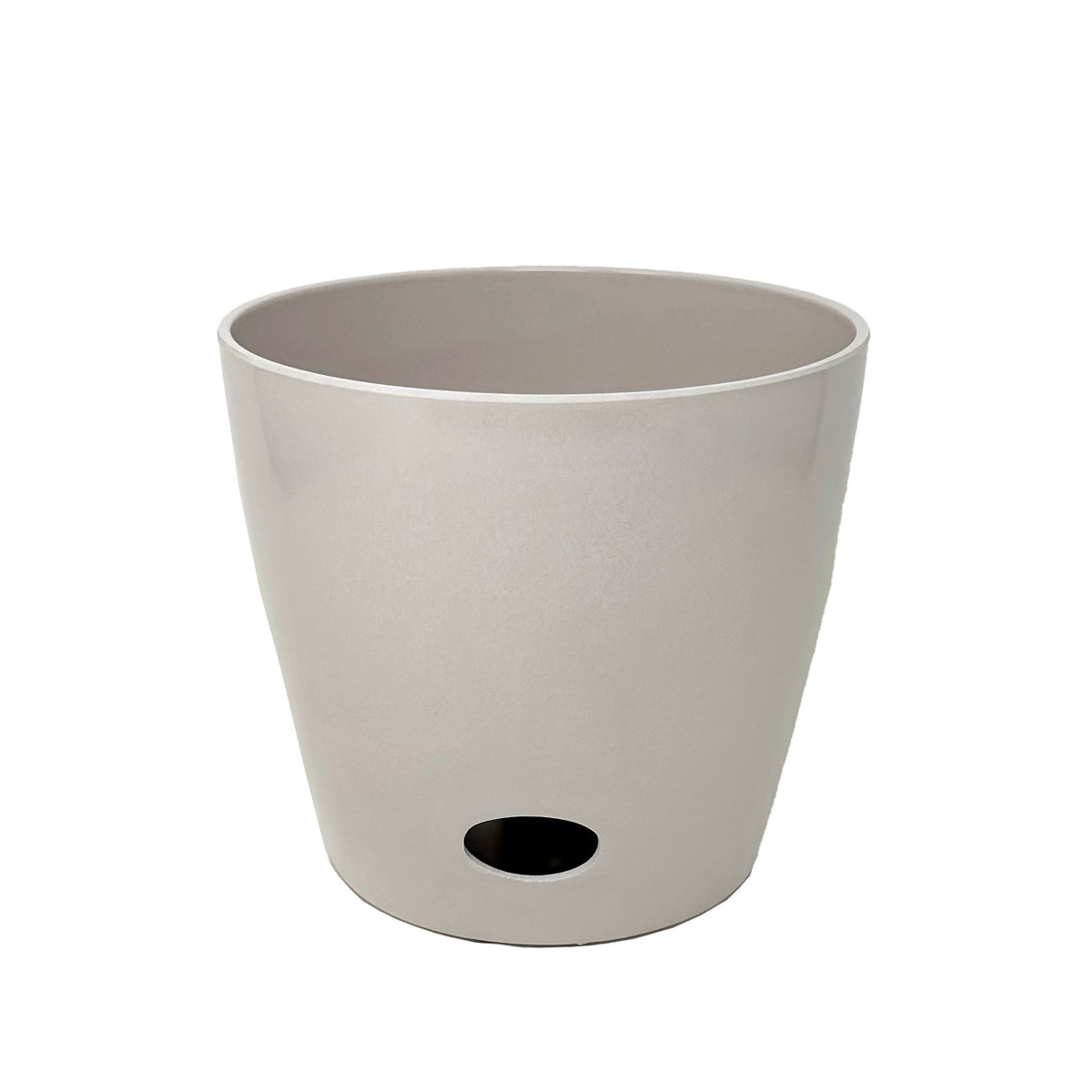 7&quot; Cream Round Self-Watering Bamboo Pot