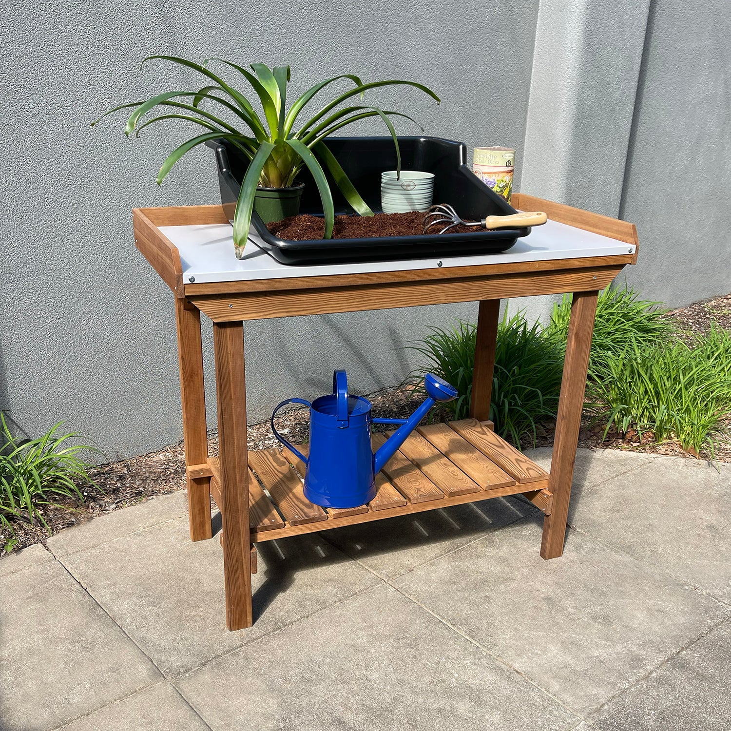outdoor table plant pots Gardener's Wooden Potting Table 42.5"L | Tables– Garden Your Way