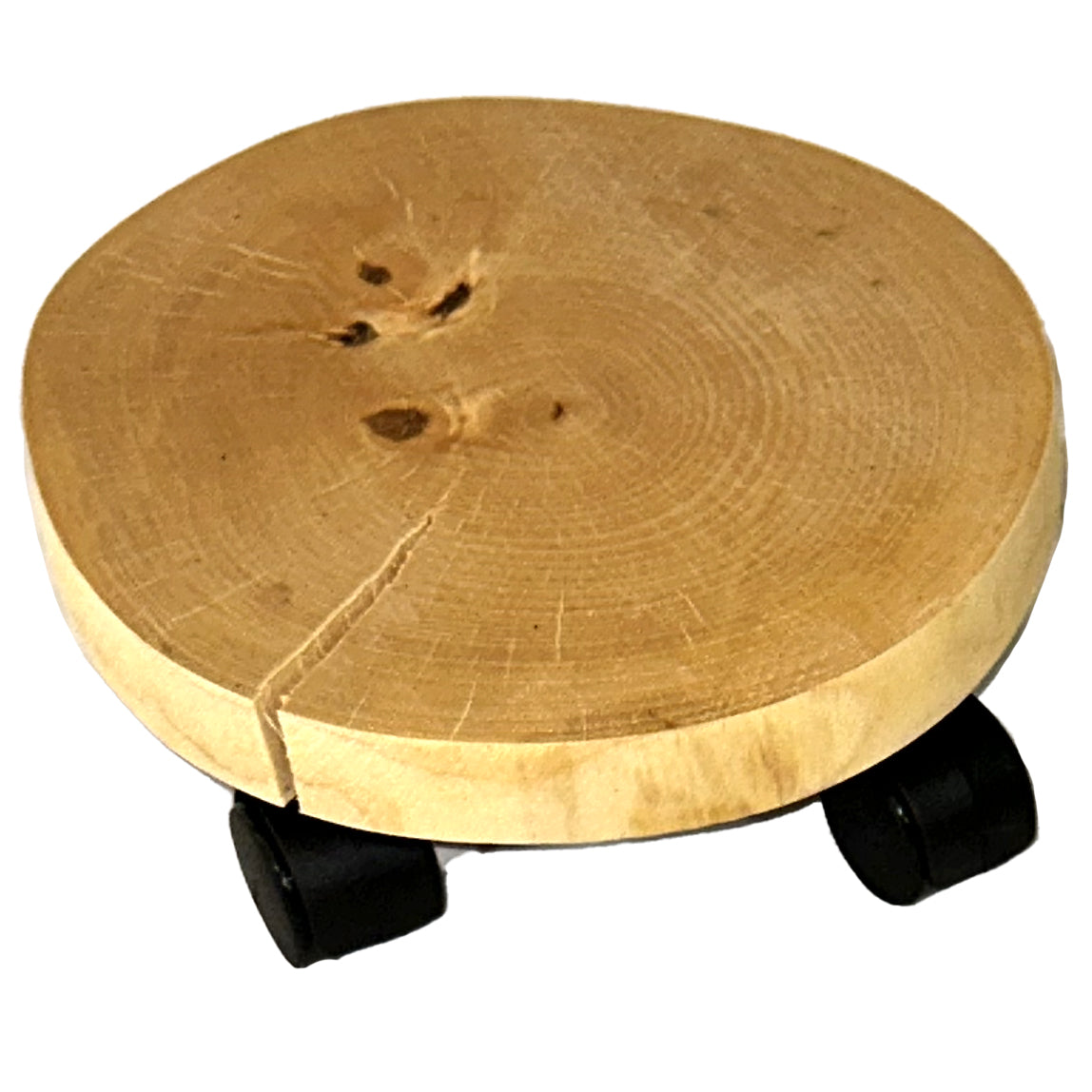 10&quot; Natural Birch Round Wooden Plant Caddy