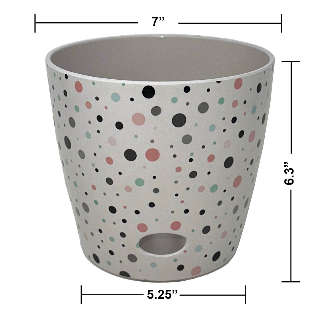 7&quot; Dots Round Self-Watering Bamboo Pot