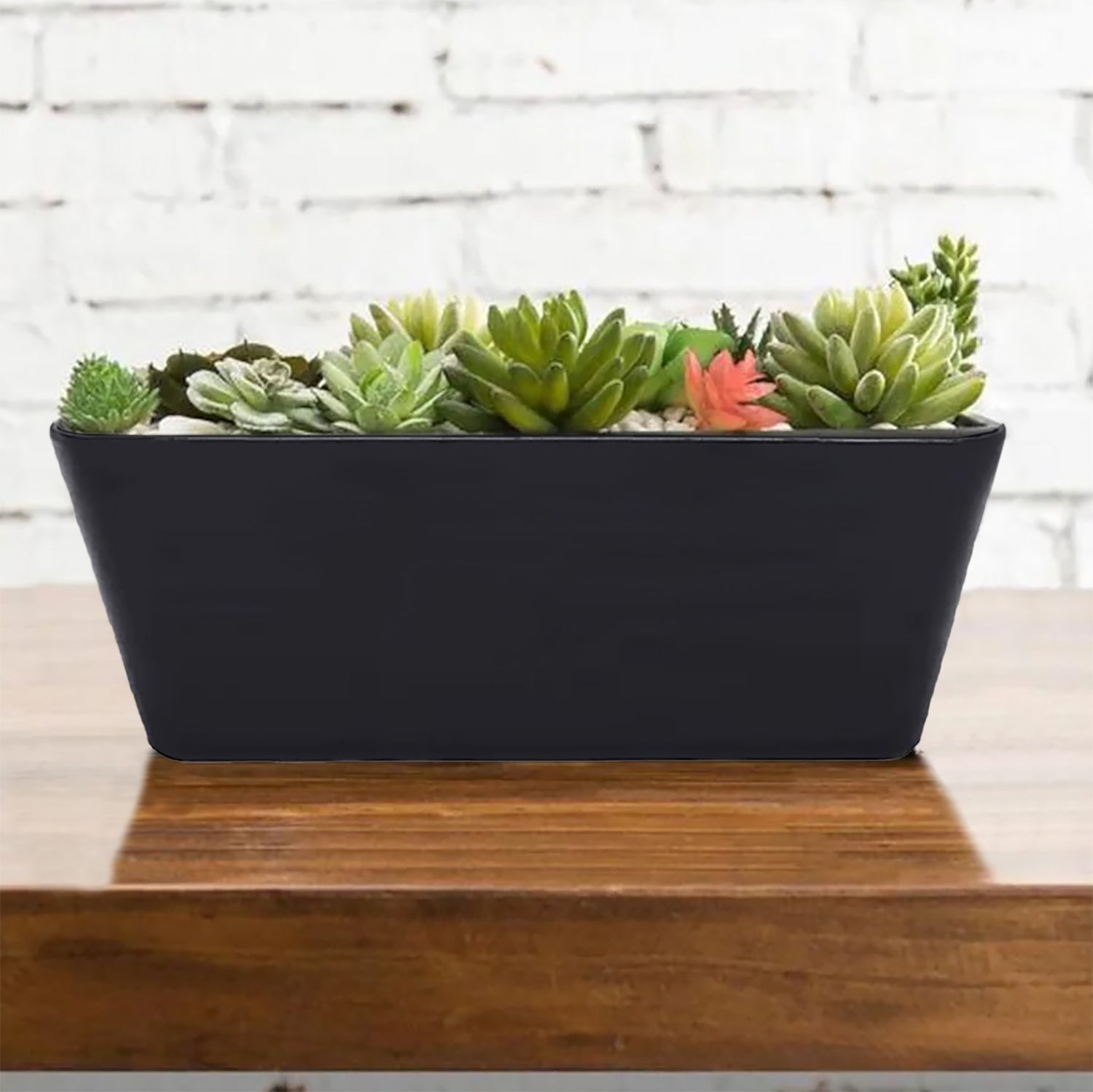 bamboo planters box Bamboo Blooms 5-16003 16in. Black Rectangular Self-Watering Bamboo Planter