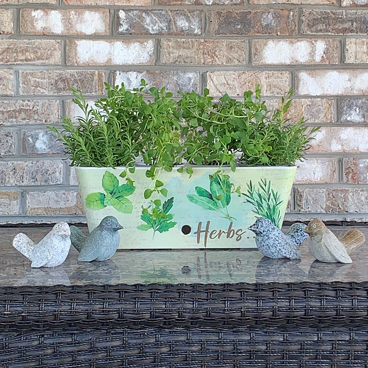 herb planter self watering 16" Herbs Rectangular Self-Watering Bamboo Planter