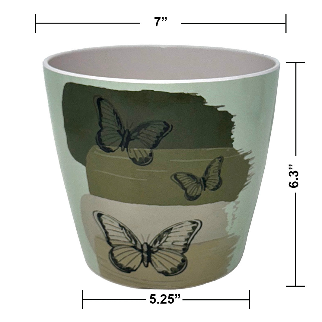 7&quot; Butterfly Round Self-Watering Bamboo Pot