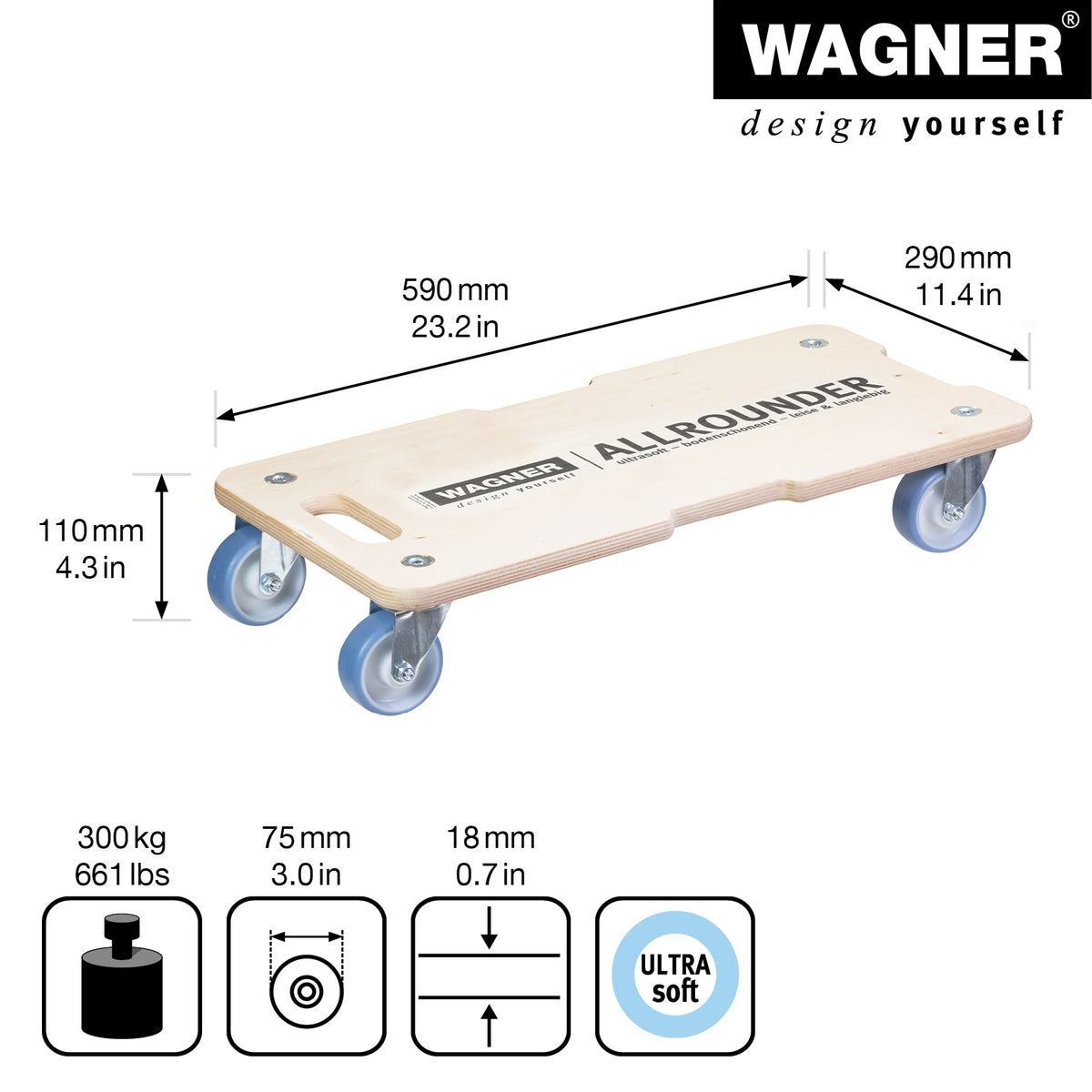 23&quot; x 11&quot; Wood Moving Dolly